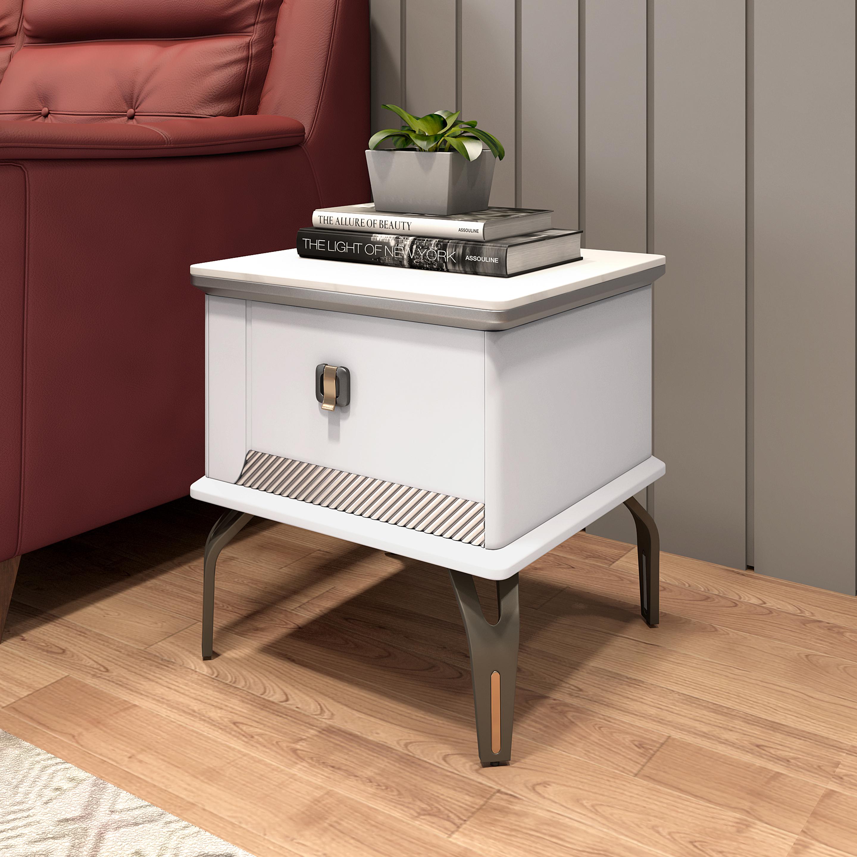Buy Venessa White Composite Marble Side & End Table Online Durian