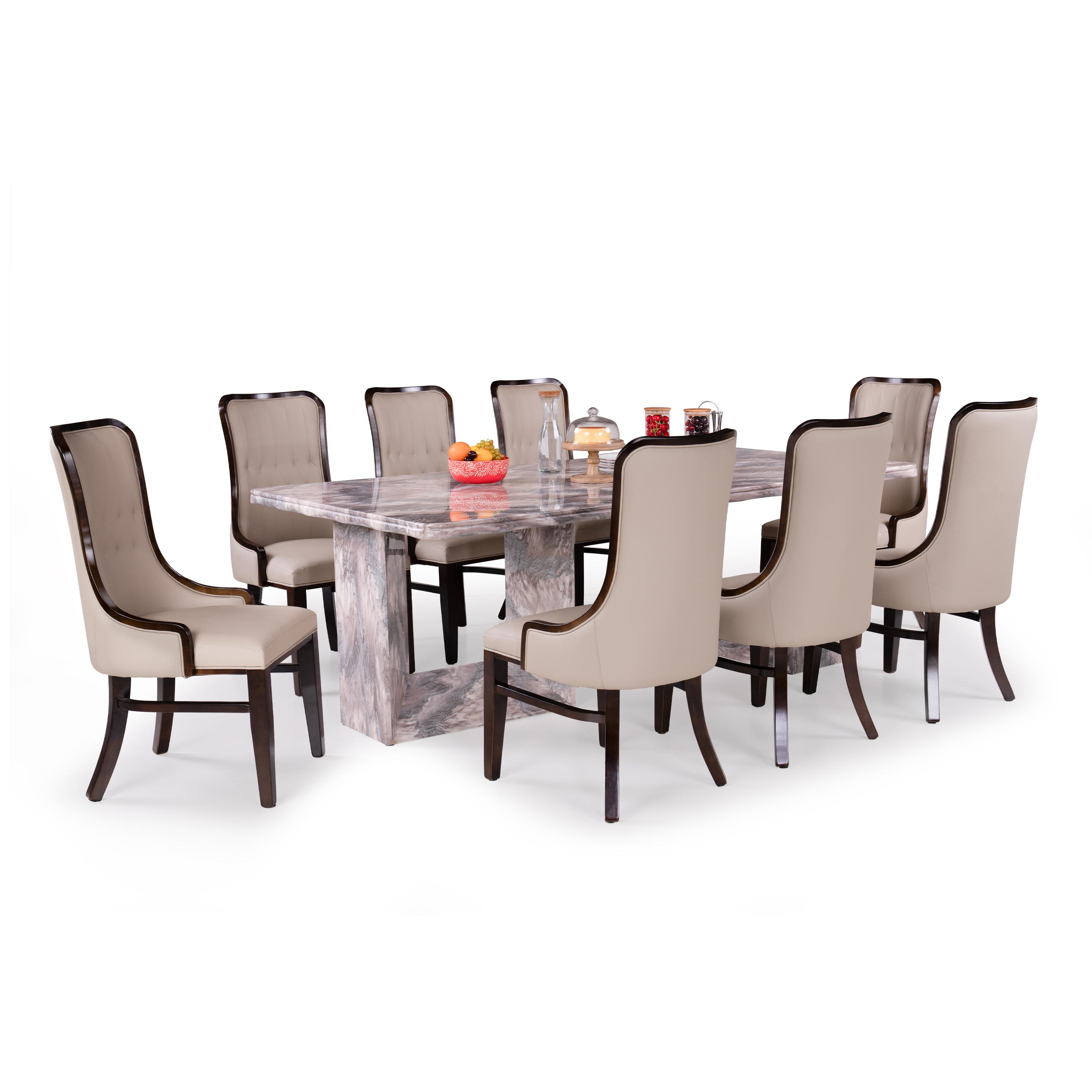 Oberon 8 Seater Dining Set with Marble Finished Top