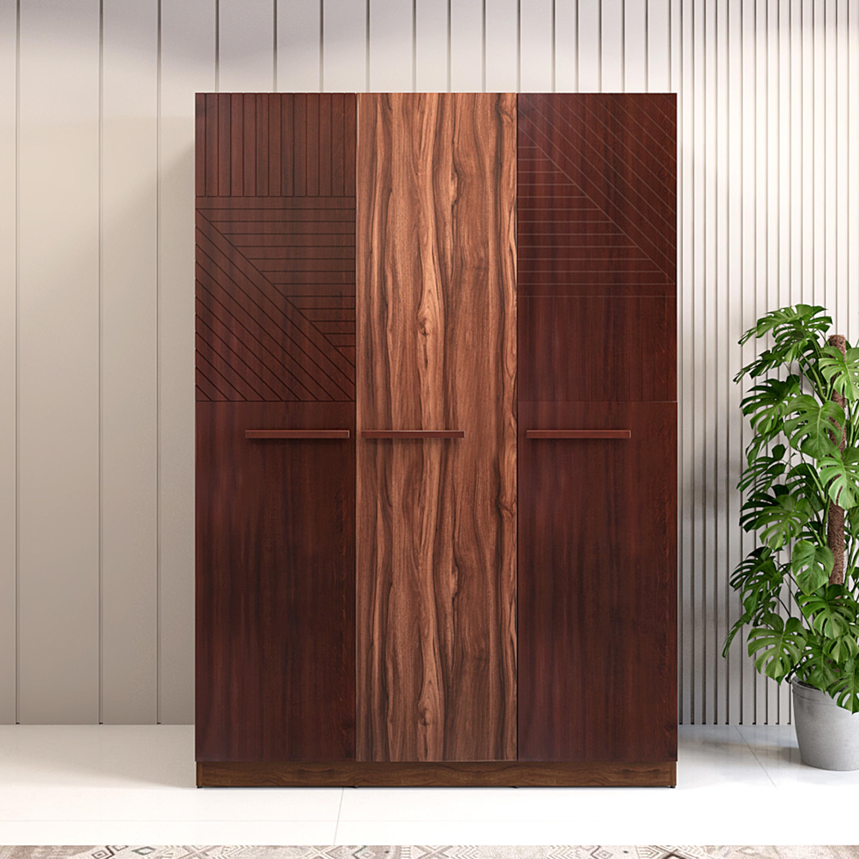 Rebecca Veneer 3 Door Wardrobe in Walnut Finish