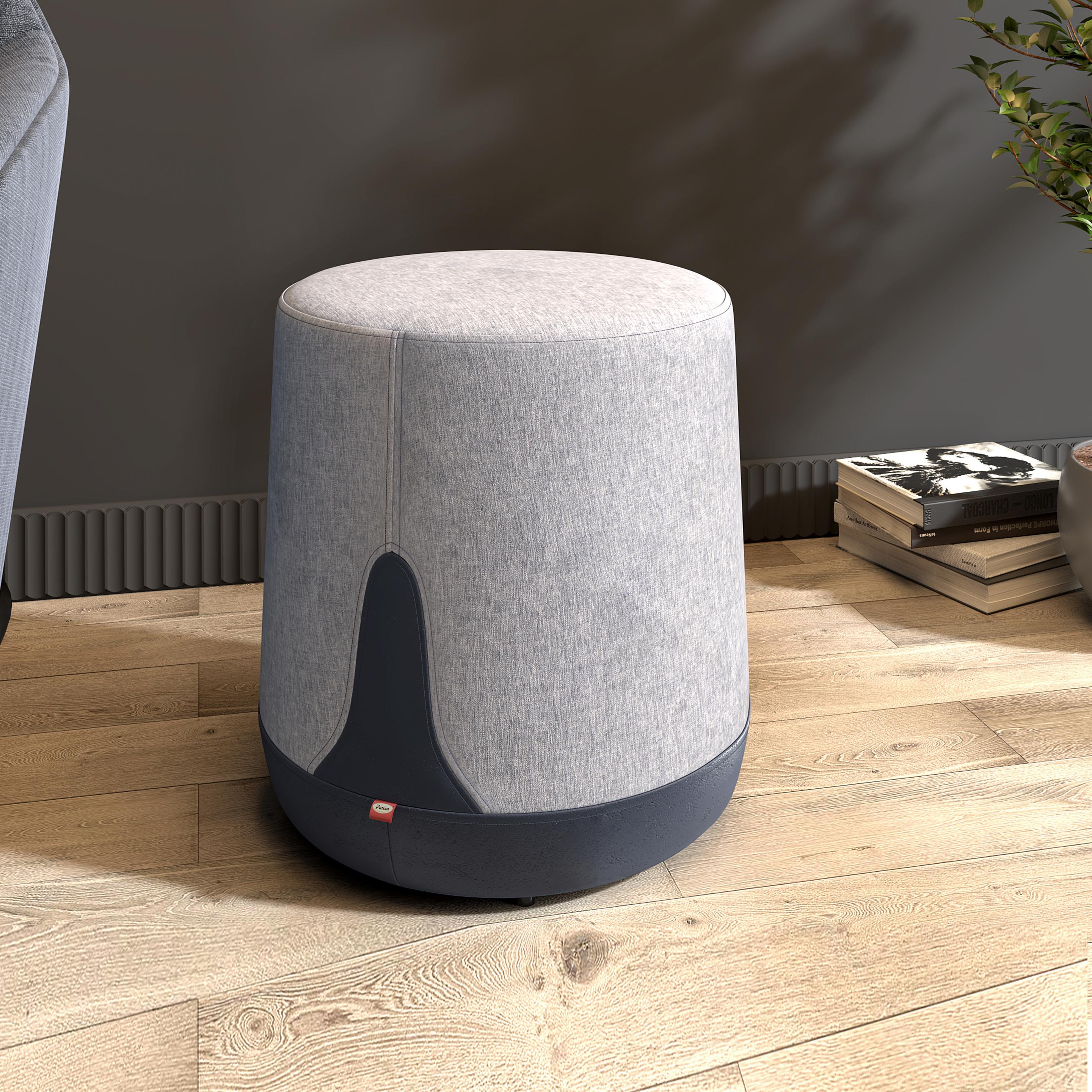Ben Linen Ottoman in Pebble Grey