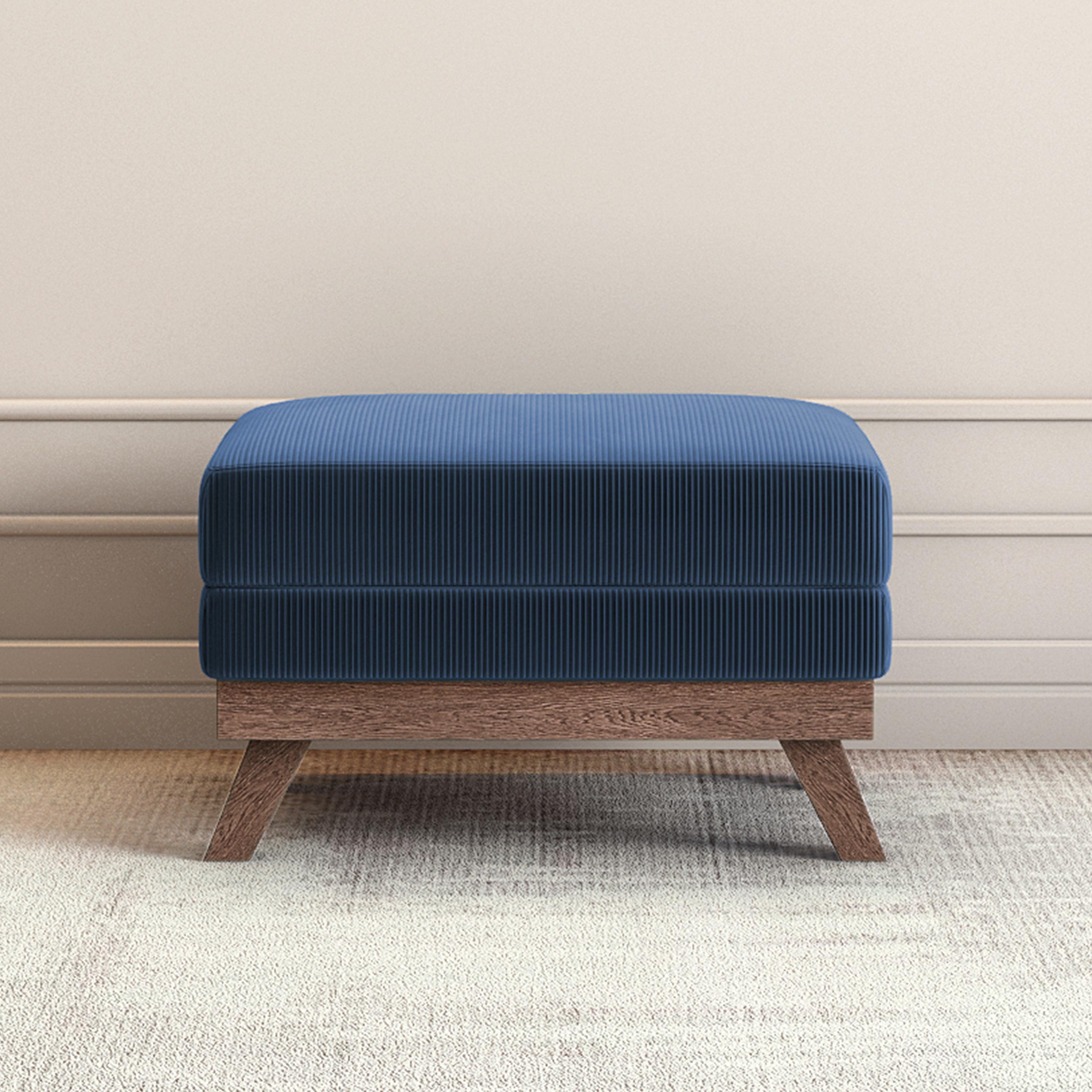 Brio Corduroy Ottoman in Madnight Blue