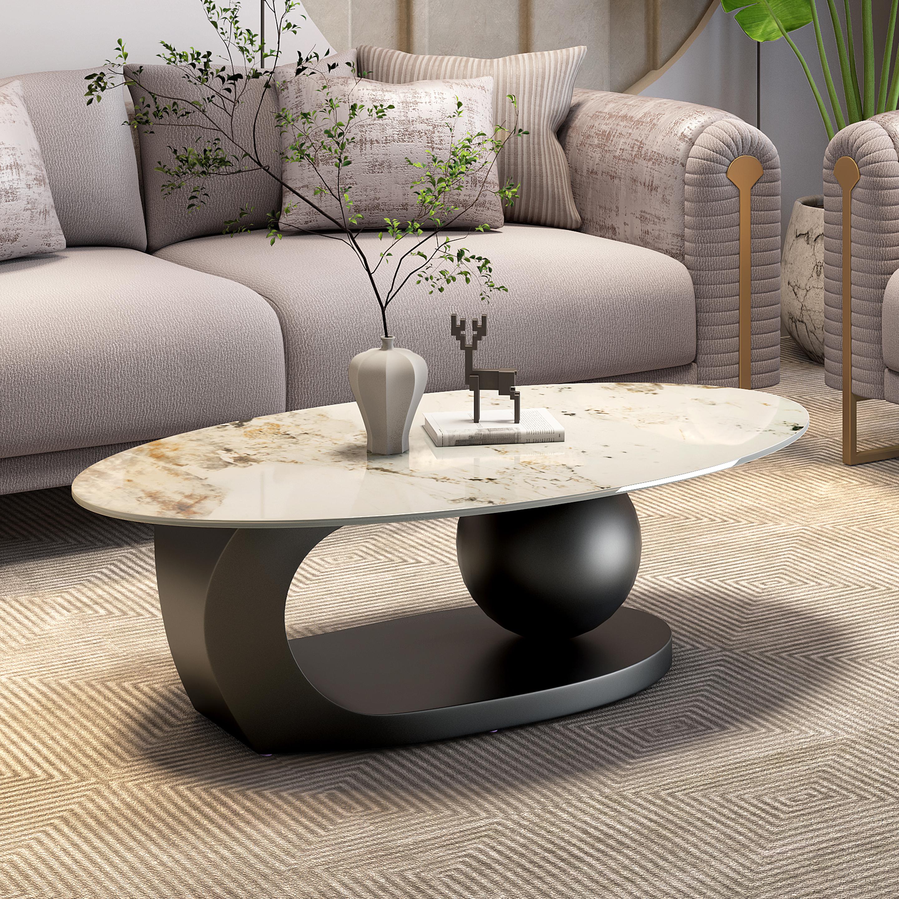 Natalie Marble Top Coffee Table with Sculptural Base