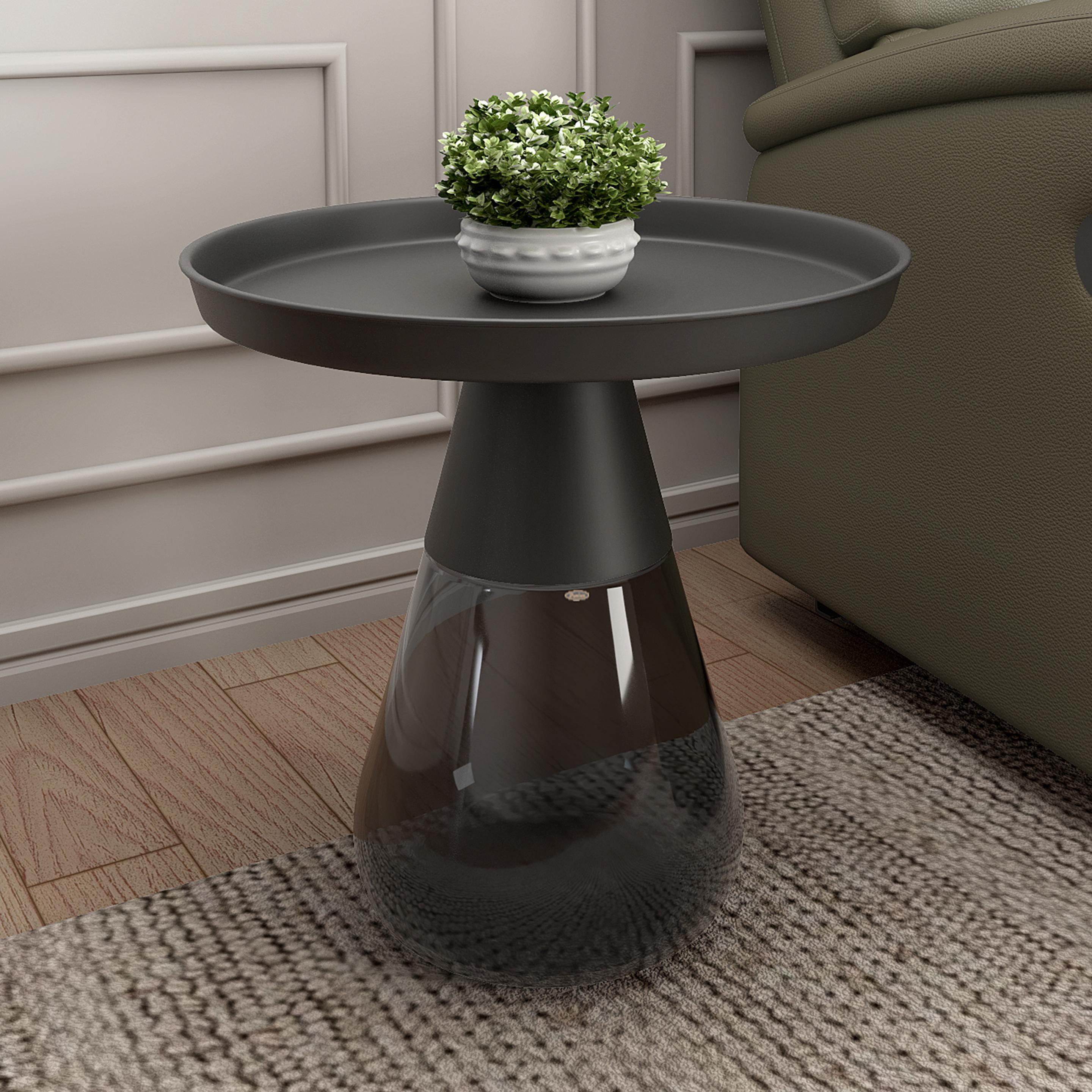 Jessica Metal Tray Top Coffee Table with Glass Base