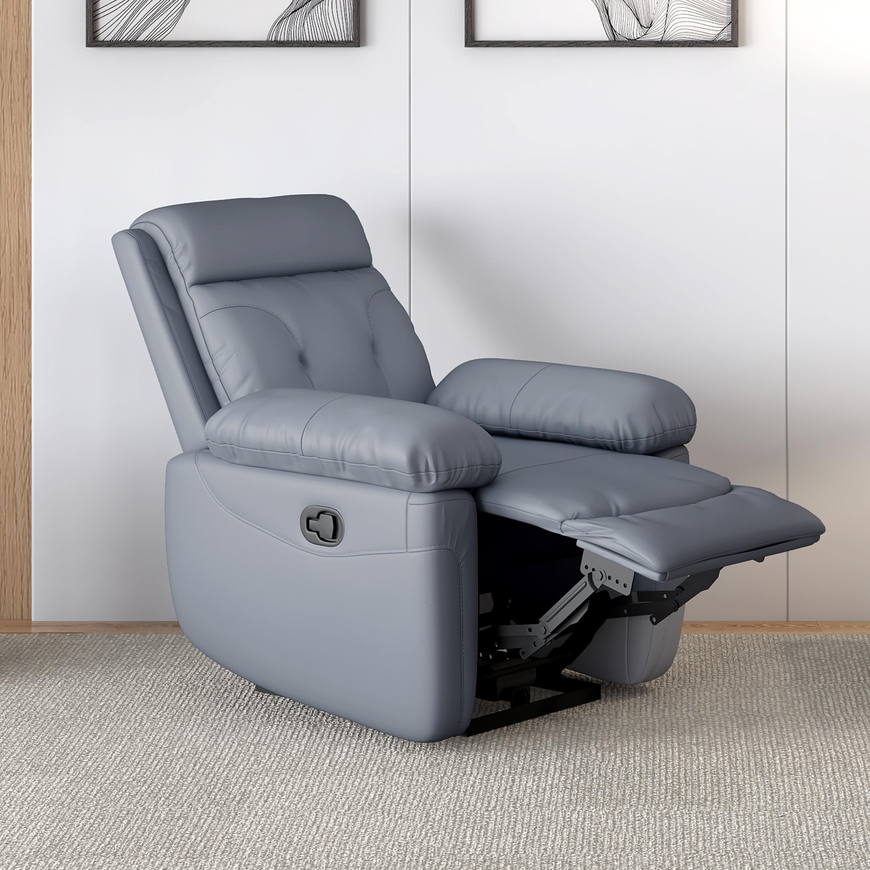 Alisio Leatherette 1 Seater Manual Recliner Sofa in Grey