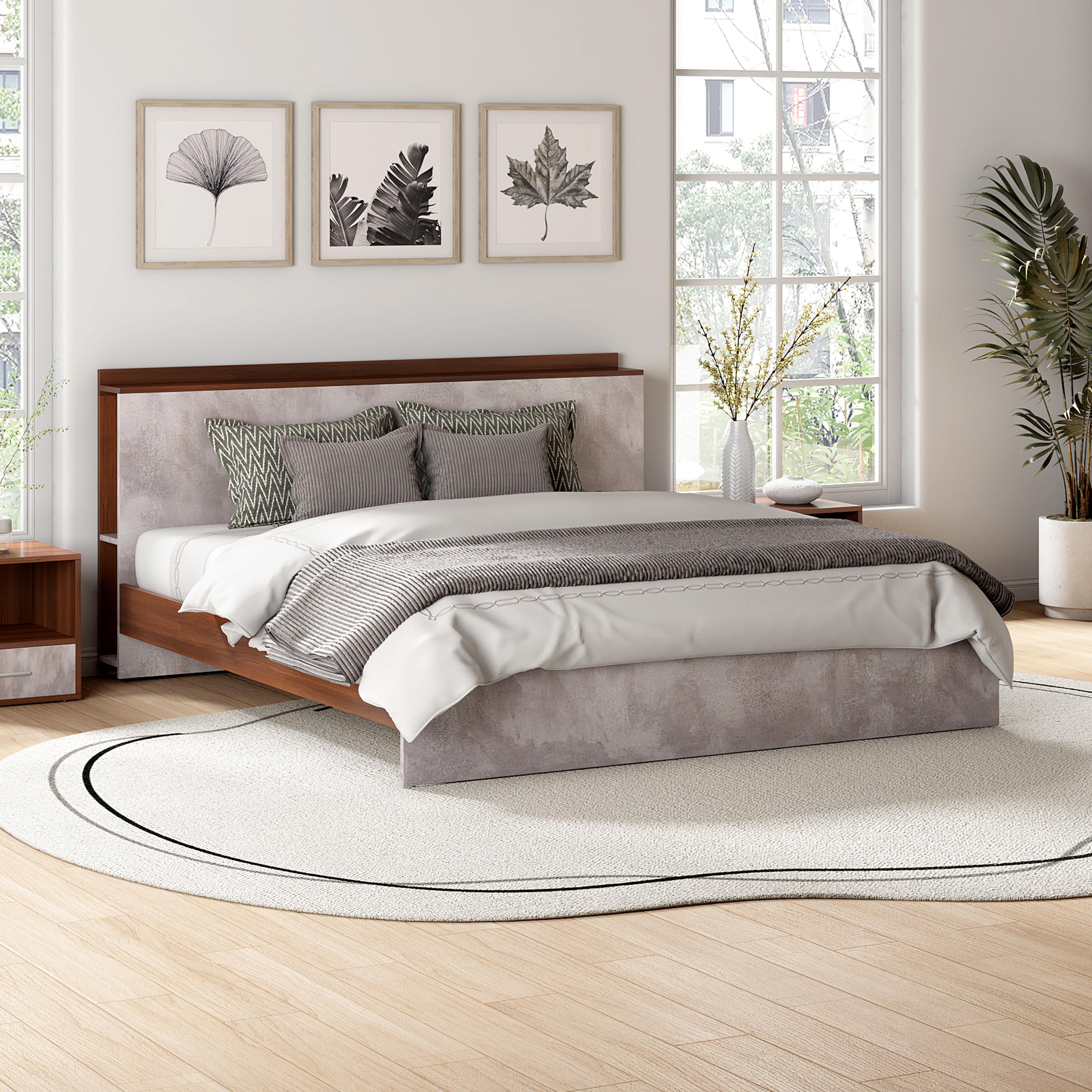 Buy Claudia Brown & Grey Engineered Wood King Size Bed at Durian