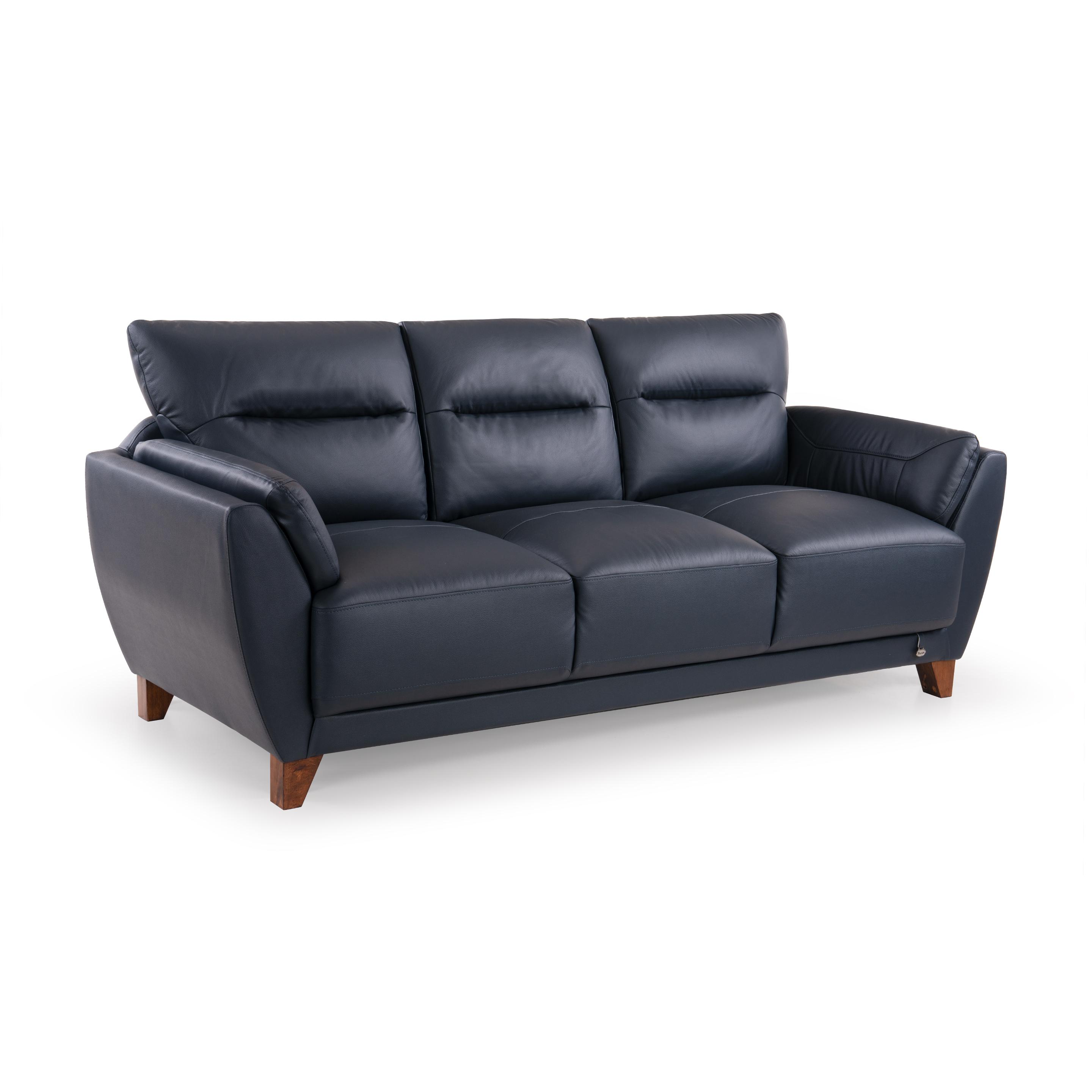 Johanna Leather 3 Seater Sofa in Navy Blue