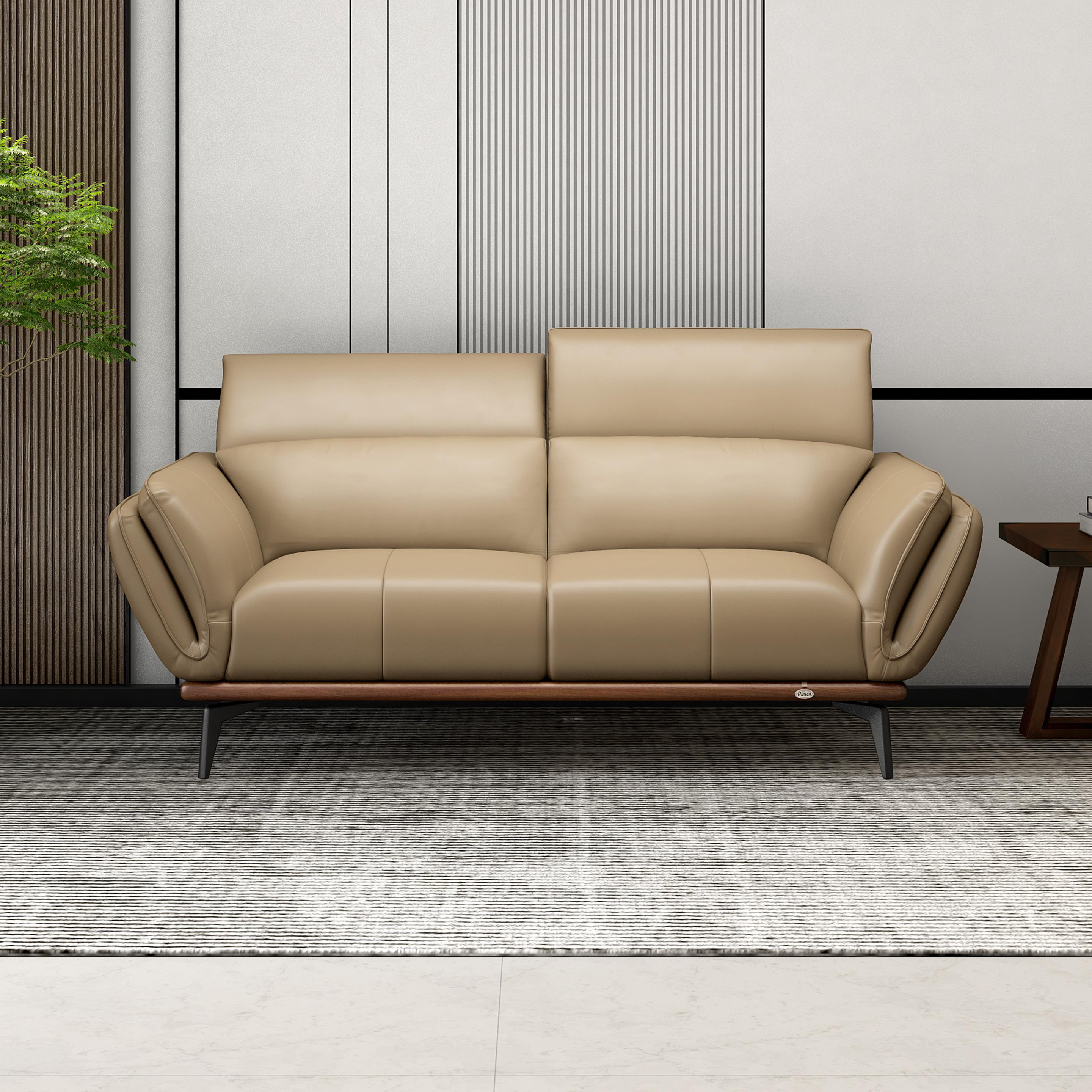 Campbell Leather 2 Seater Sofa in Dark Khaki