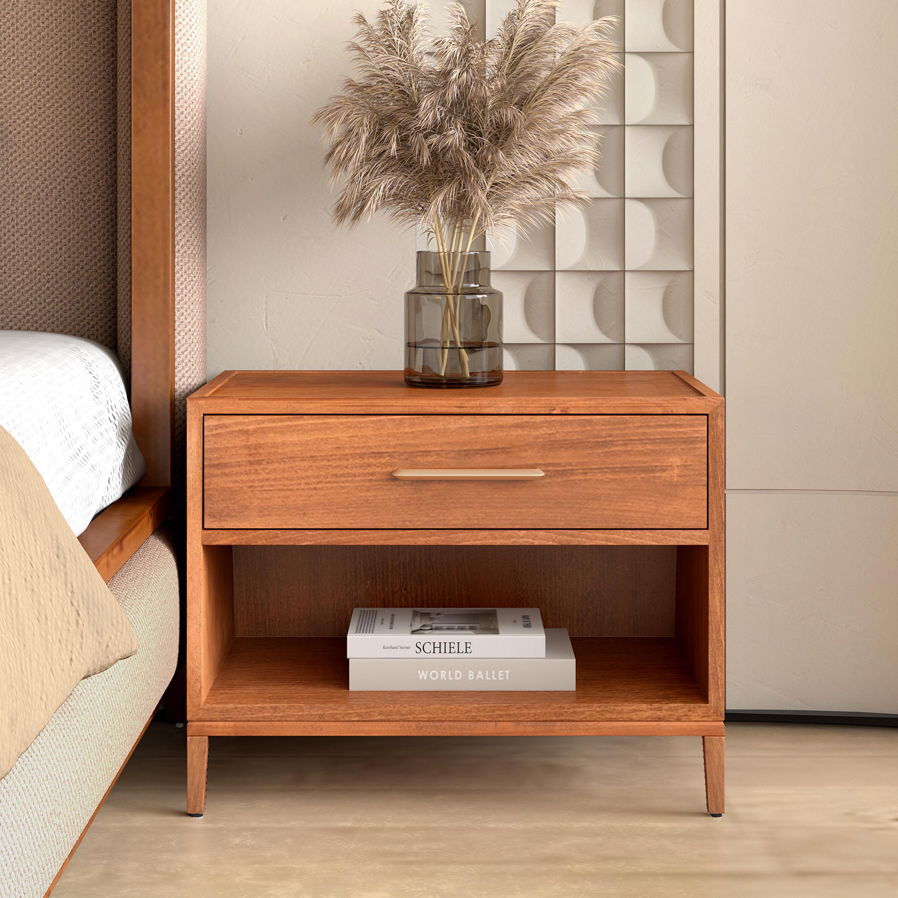 Kingsley Veneer Bed Side Table in Danish Teak Finish