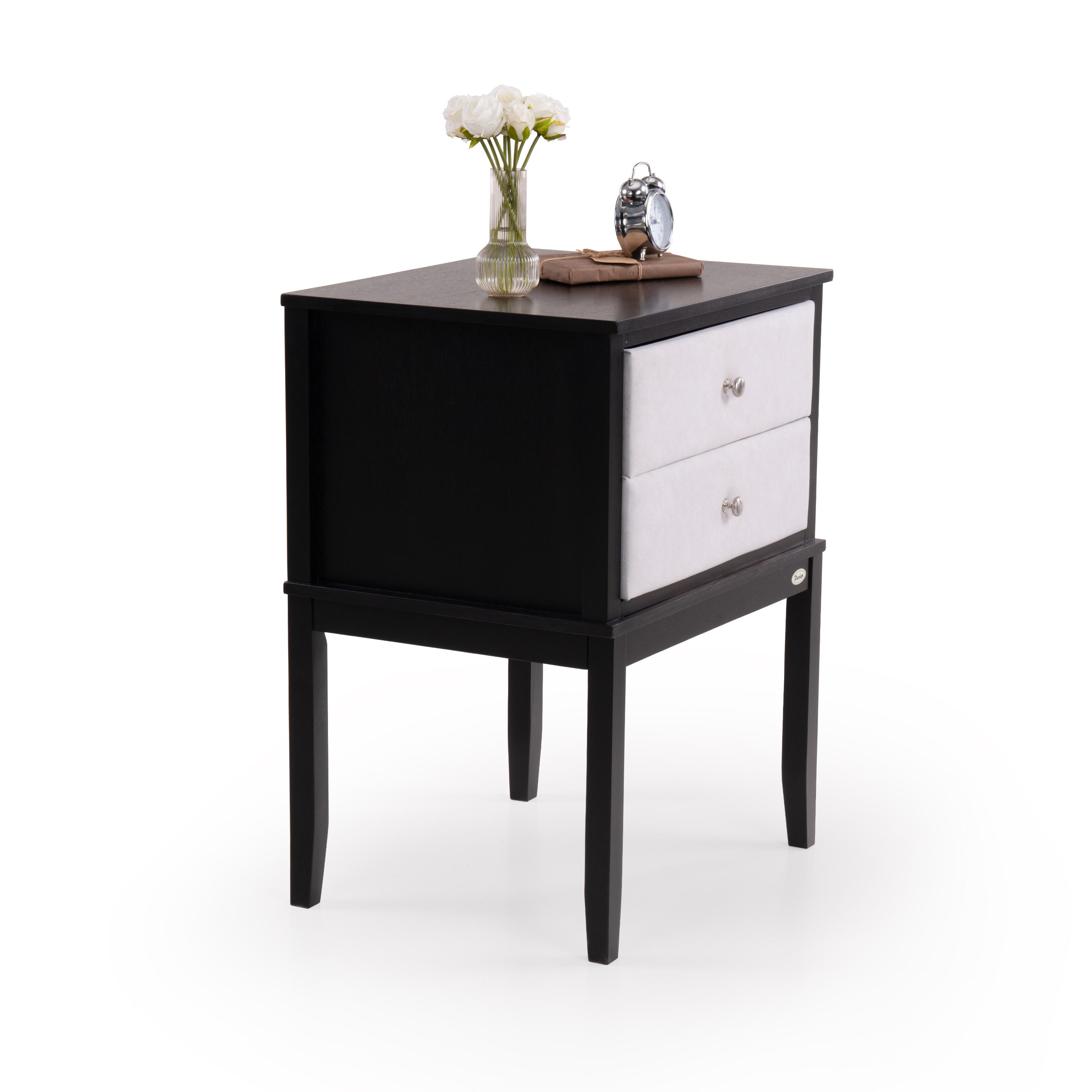 Agatha Solid Wood Bed Side Table in  Dark Oak Finish