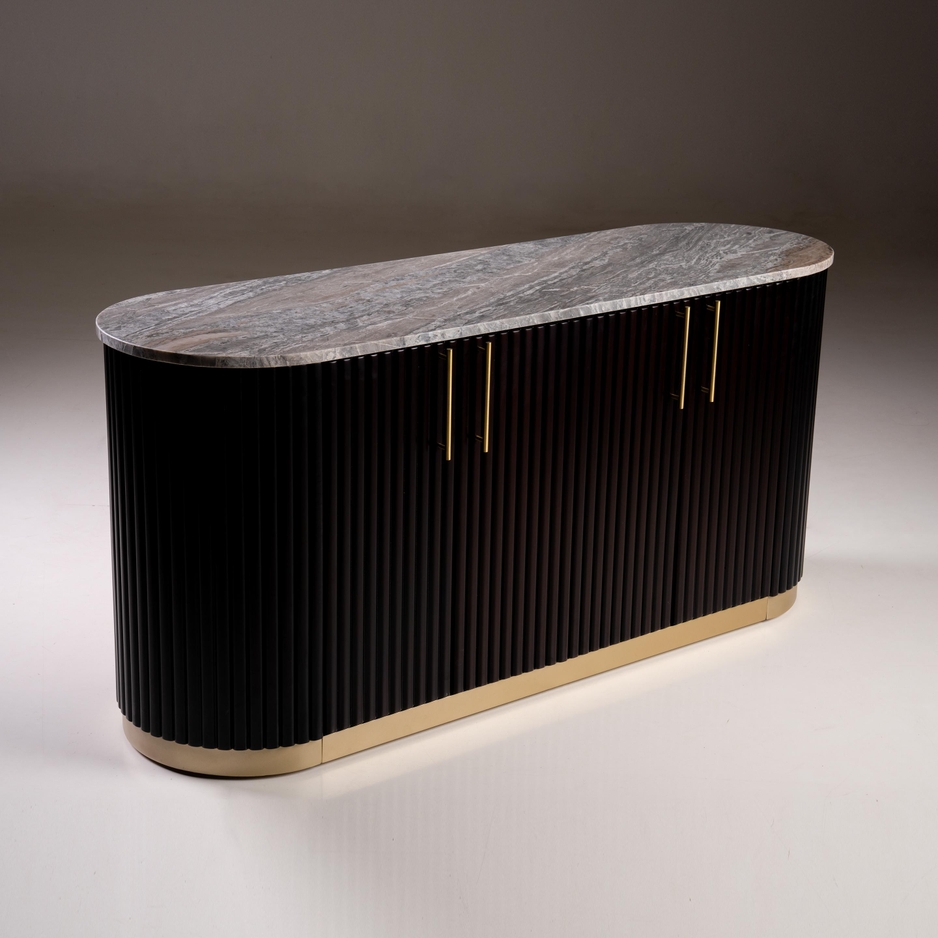Opus Fluted Sideboard with Natural Stone Tabletop