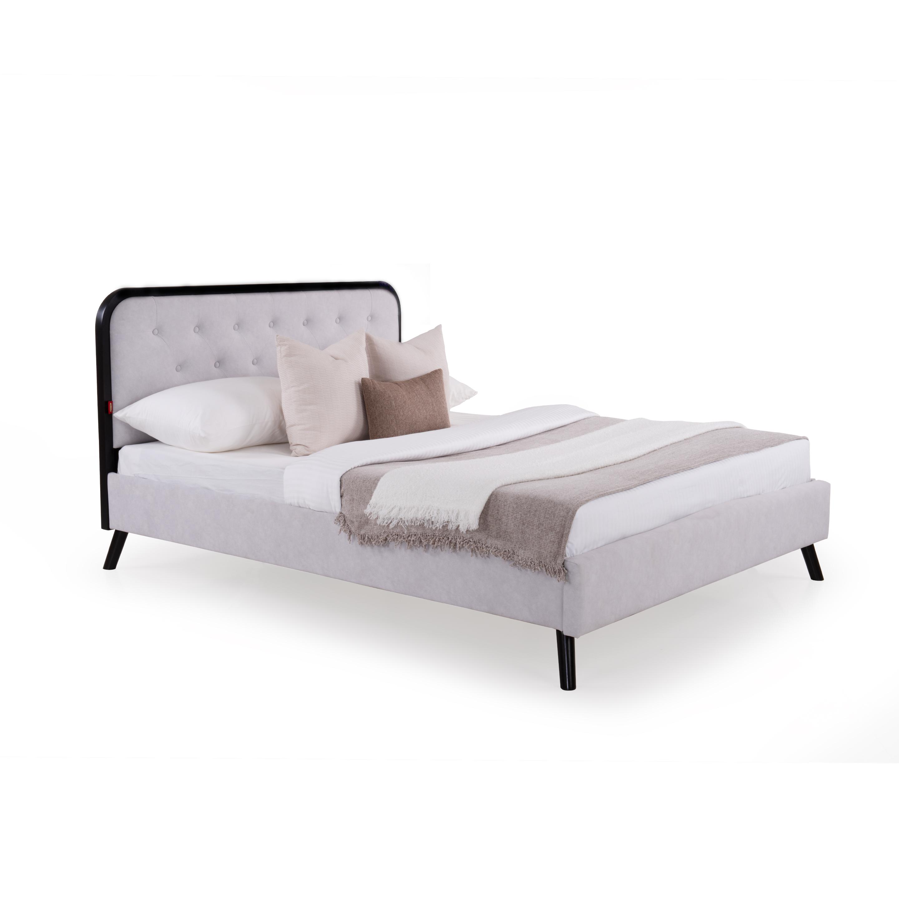 Agatha Upholstered Queen Size Bed in Beige
