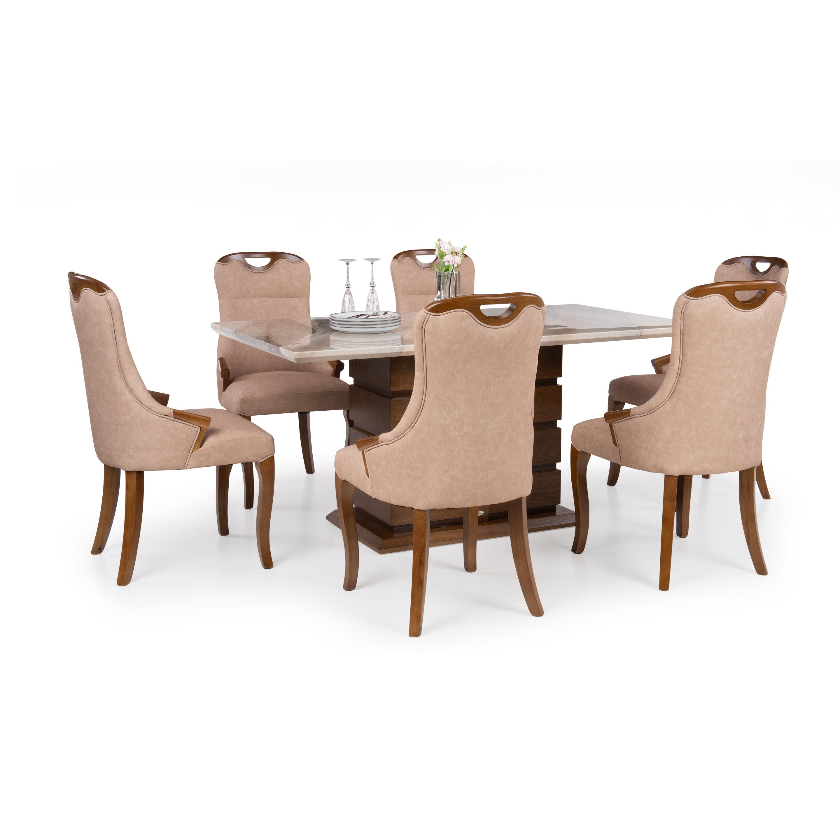 Harriet 6 Seater Dining Set with Marble Finished Top