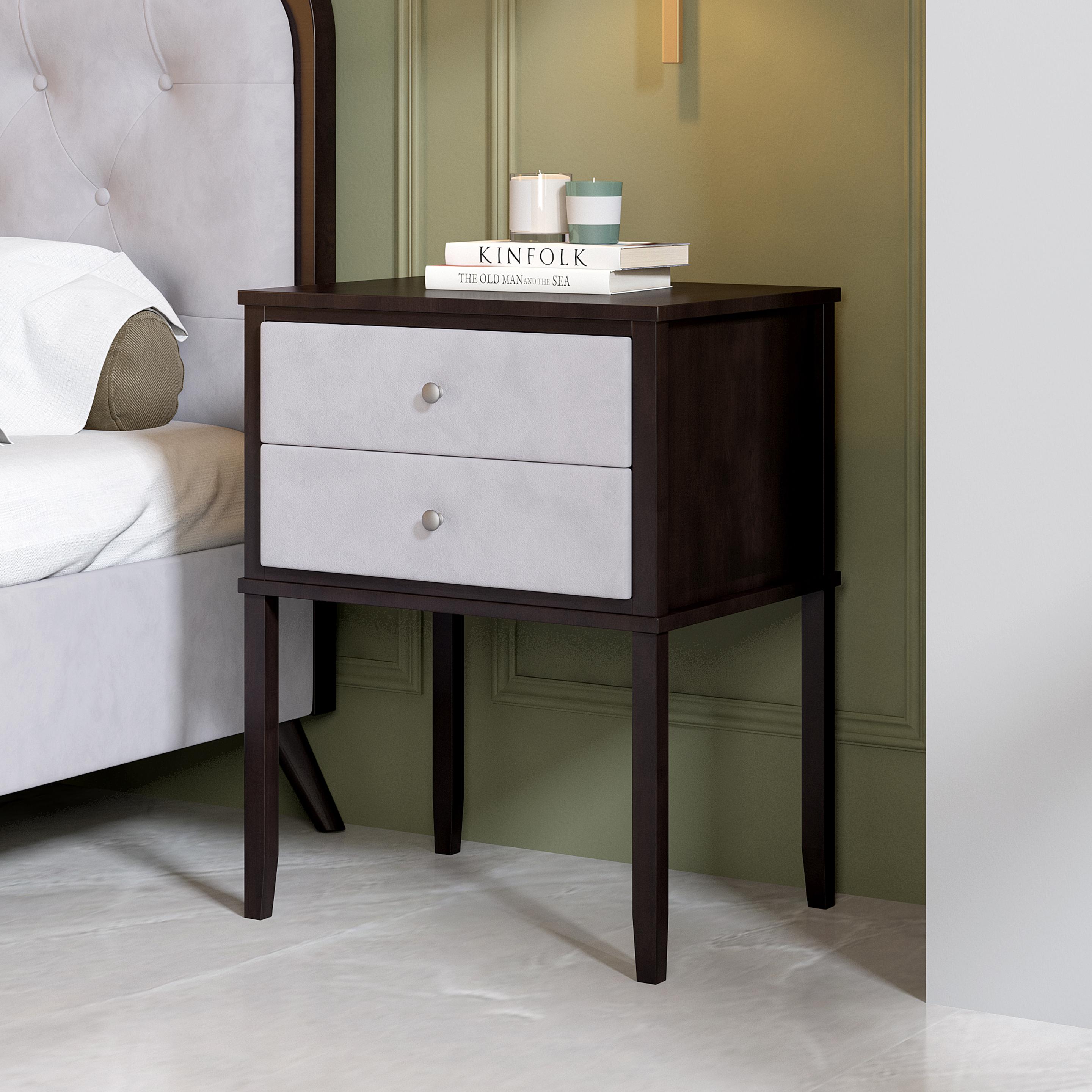 Agatha Solid Wood Bed Side Table in  Dark Oak Finish