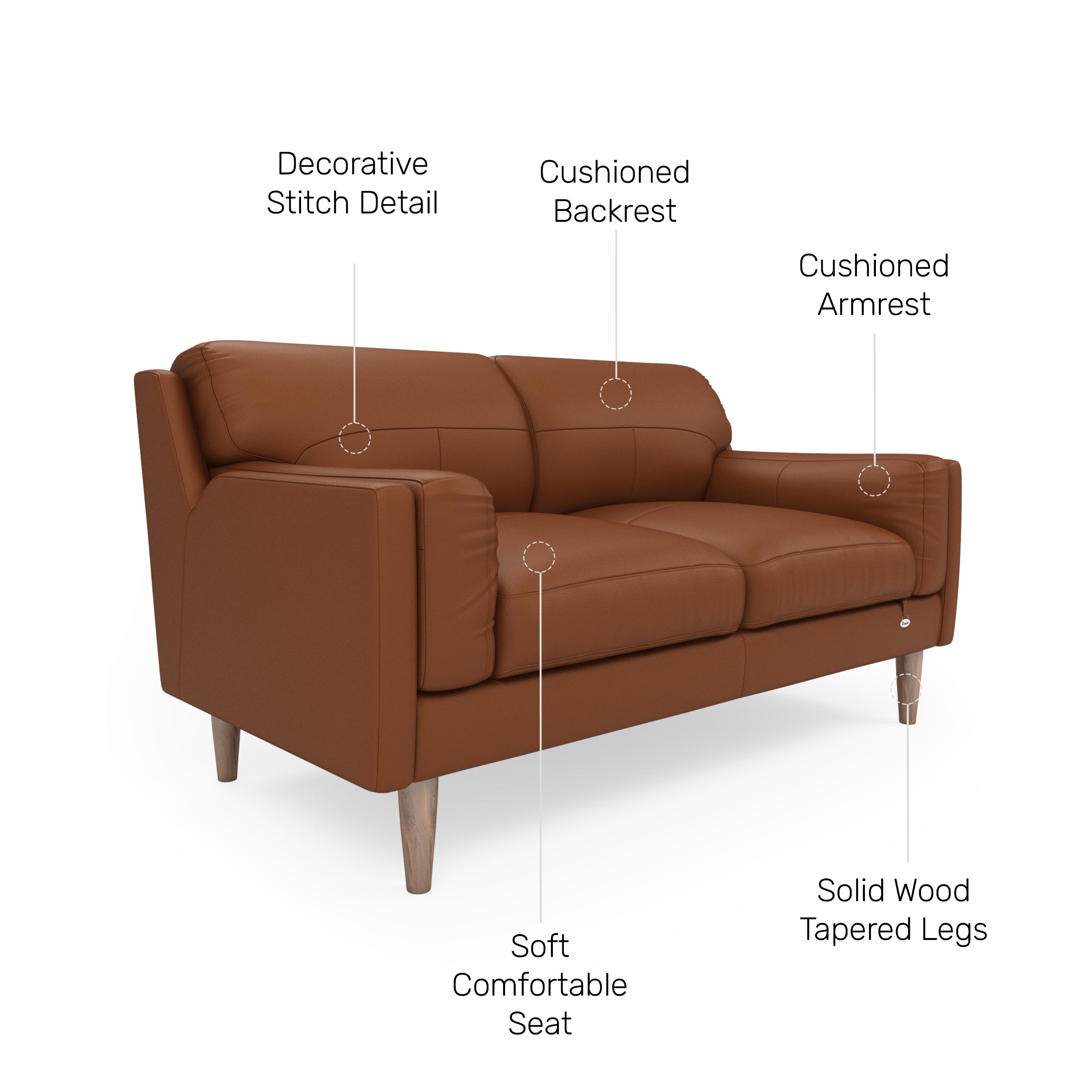 Buy Lorraine Two Seater Cinnamon Brown Leatherette Sofa at Durian