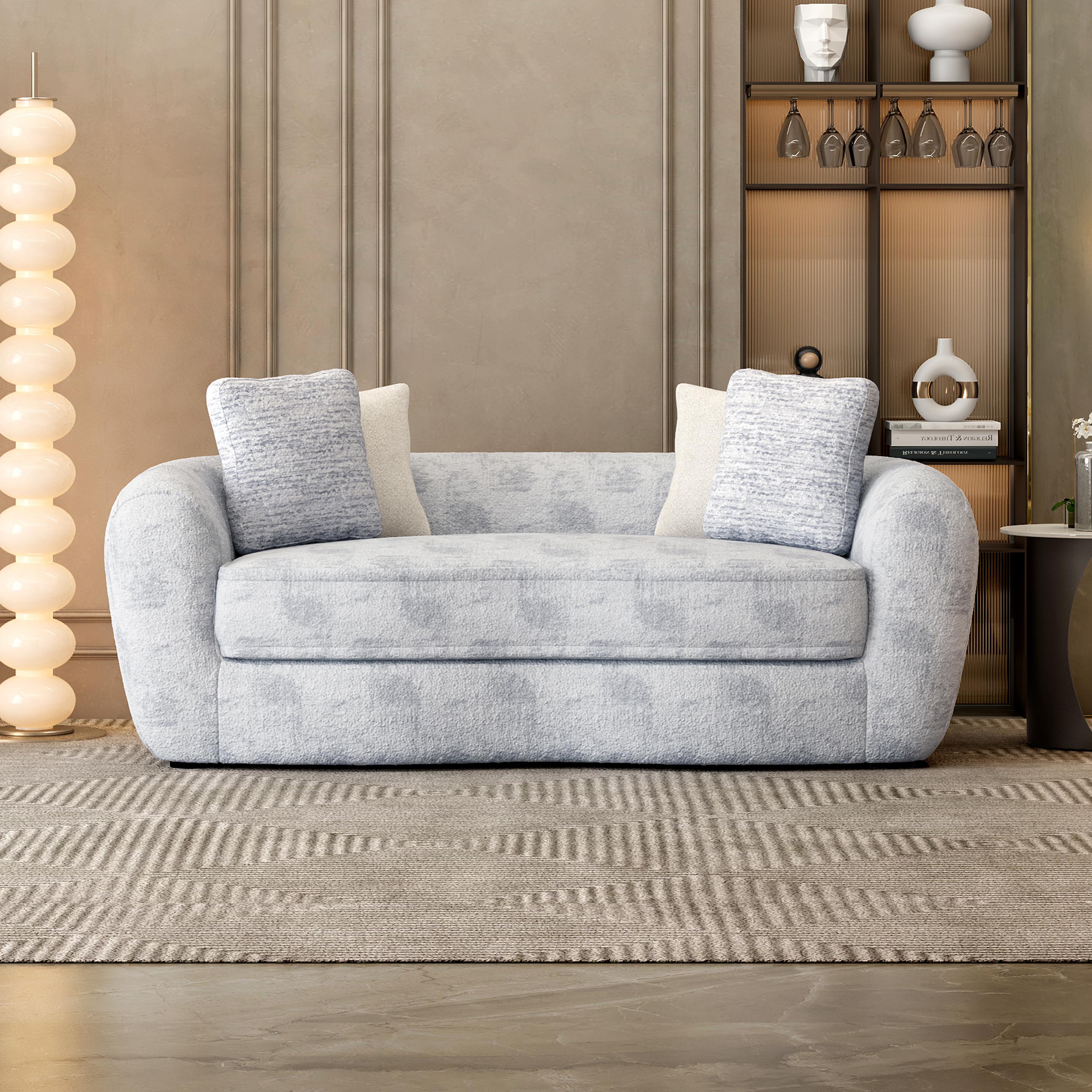 Opus Boucle 2 Seater Curved Sofa in Dove Grey
