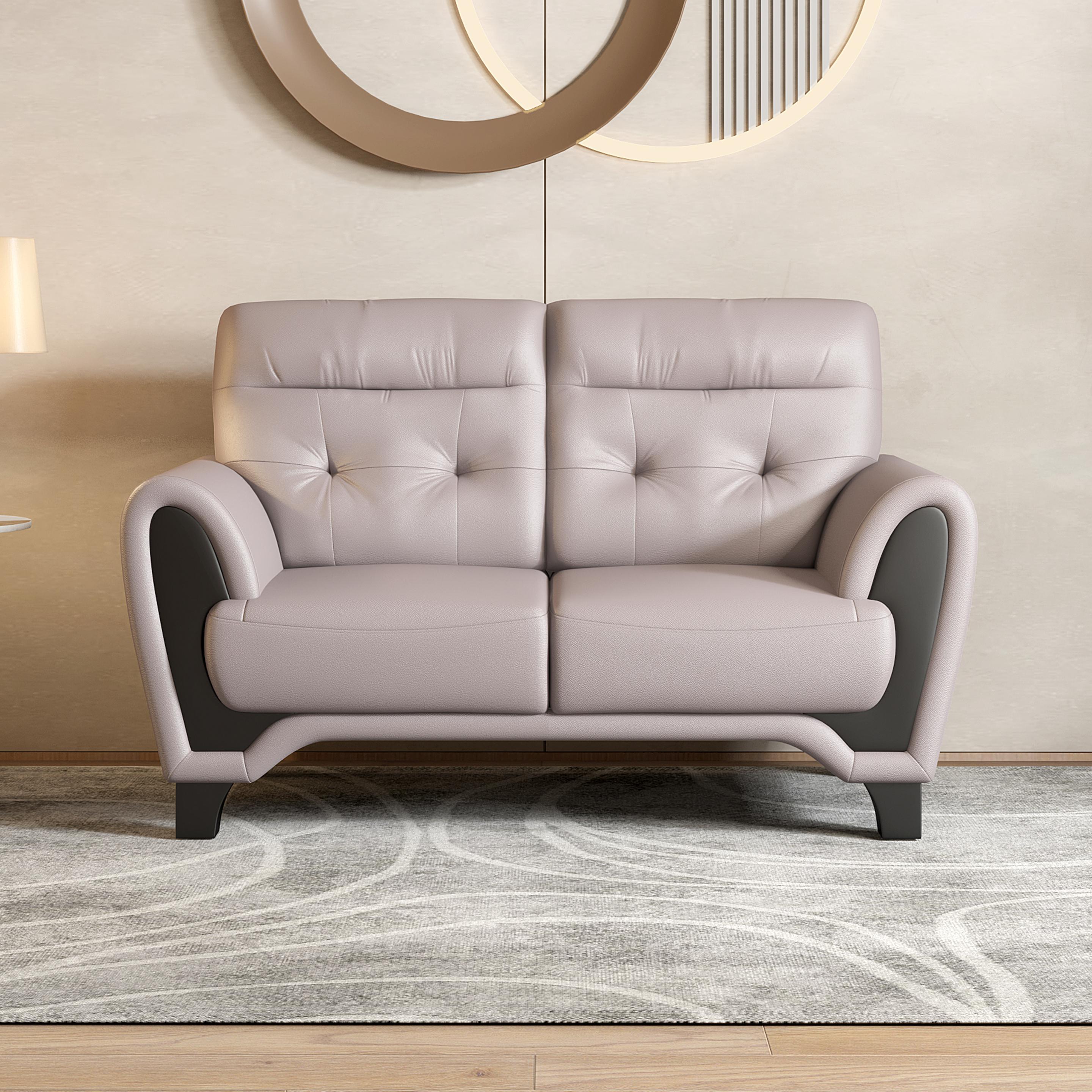 Radience Leather 2 Seater Sofa in Light Grey