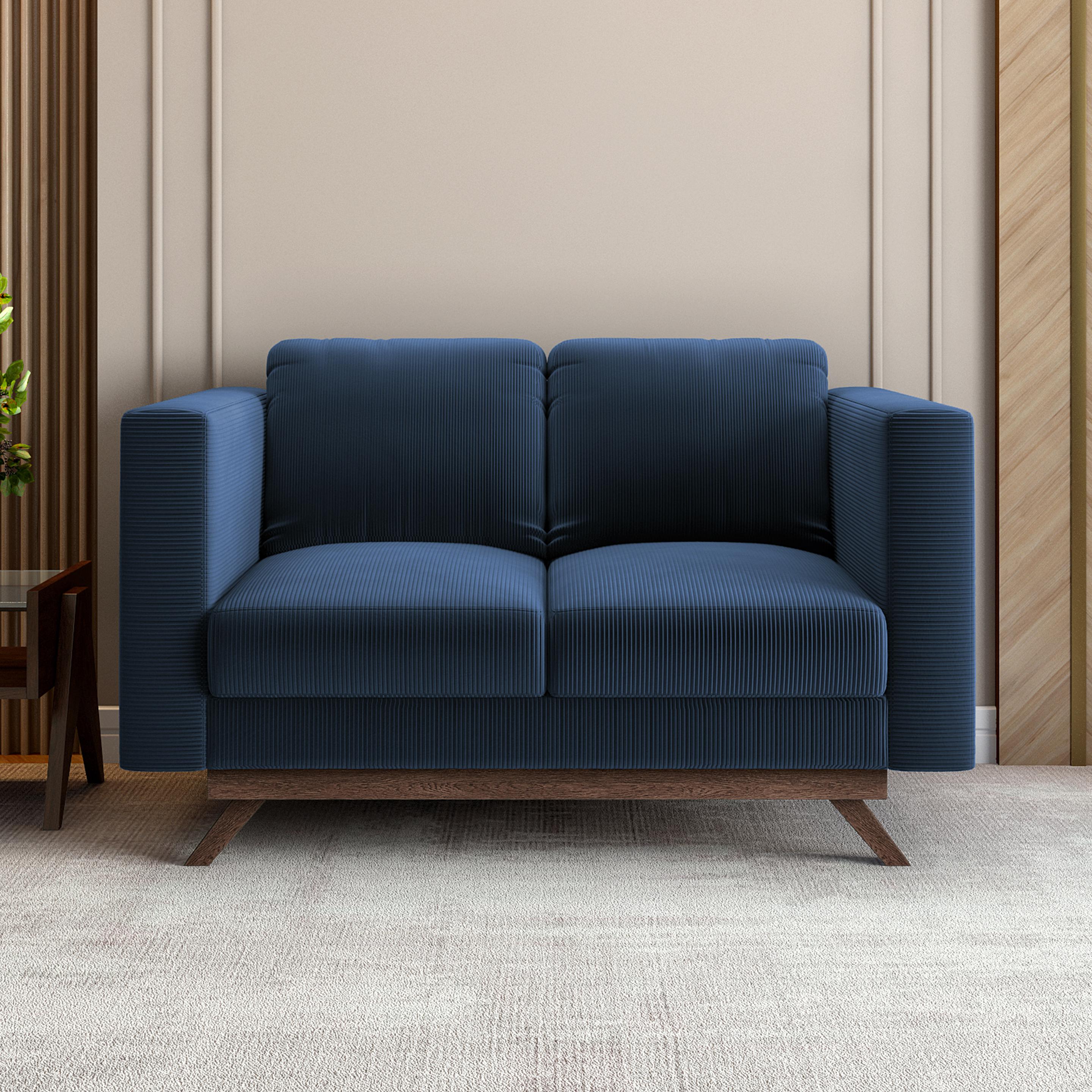Brio Corduroy Fabric 2 Seater Sofa in Dark Blue
