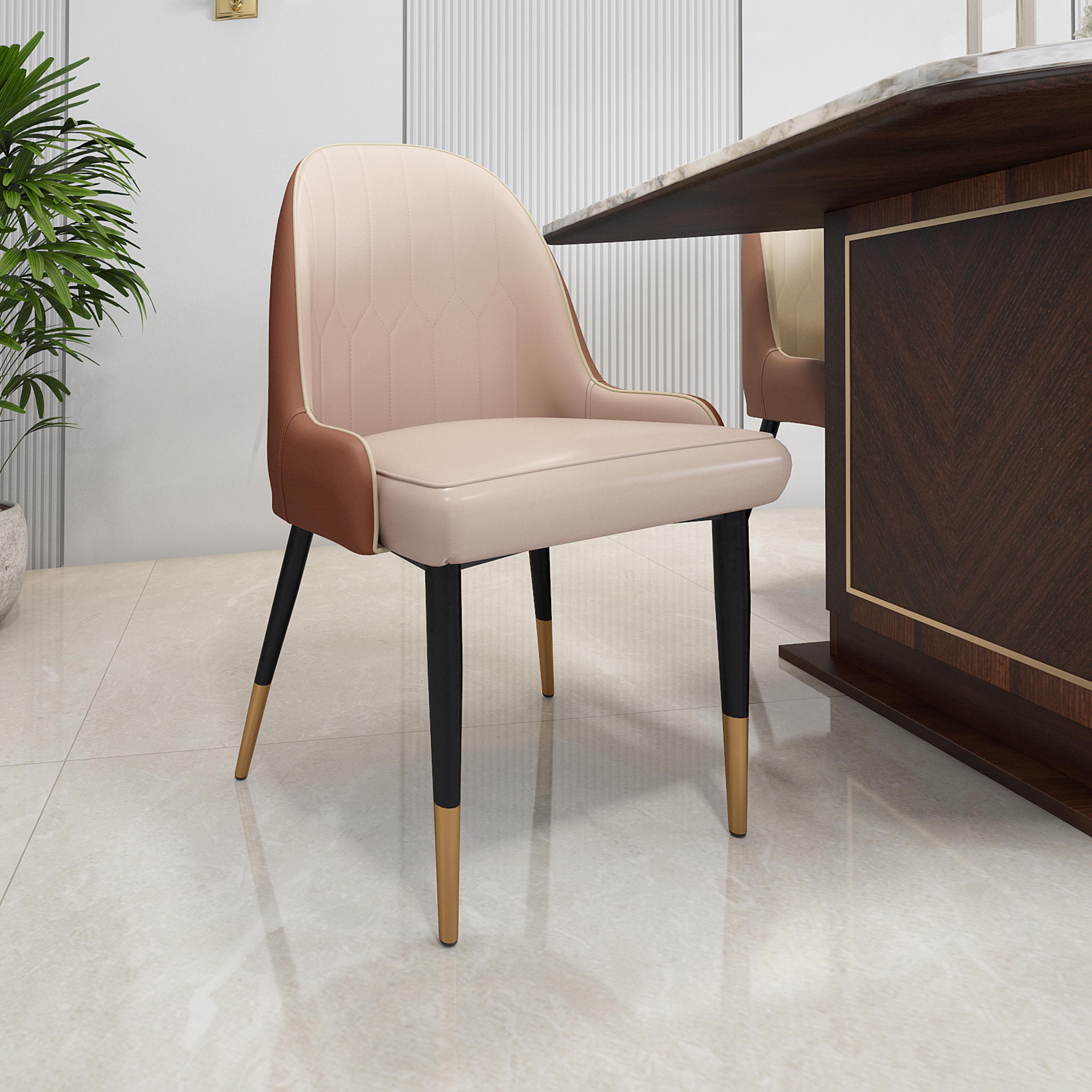 Octavia Leatherette Dining Chair in Beige & Brown