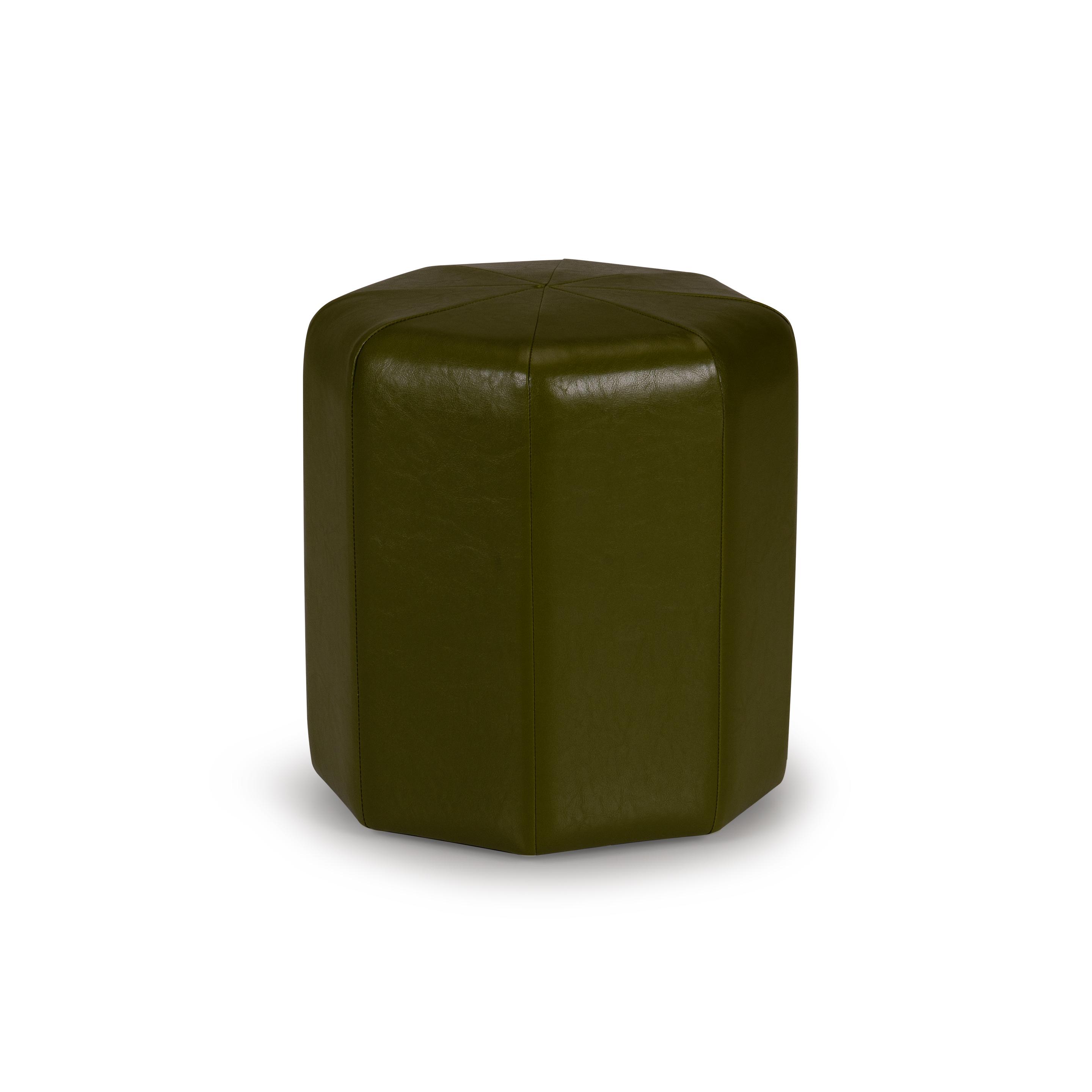 Kate Leatherette Ottoman in Green
