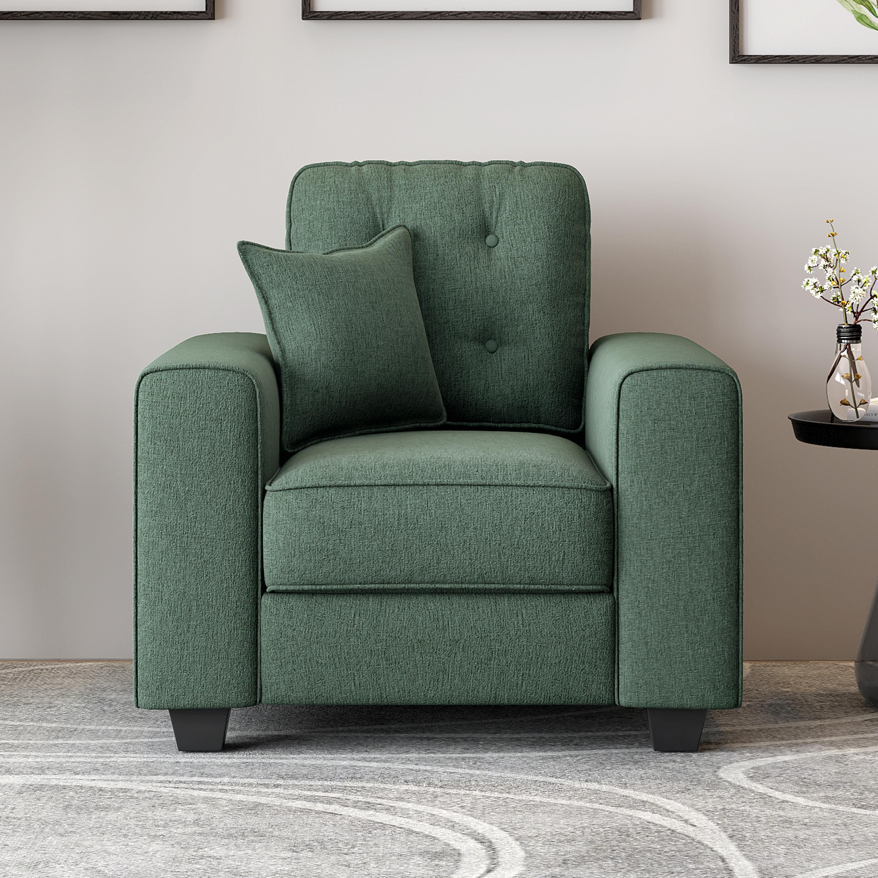Payton Linen 1 Seater Sofa in Fern Green