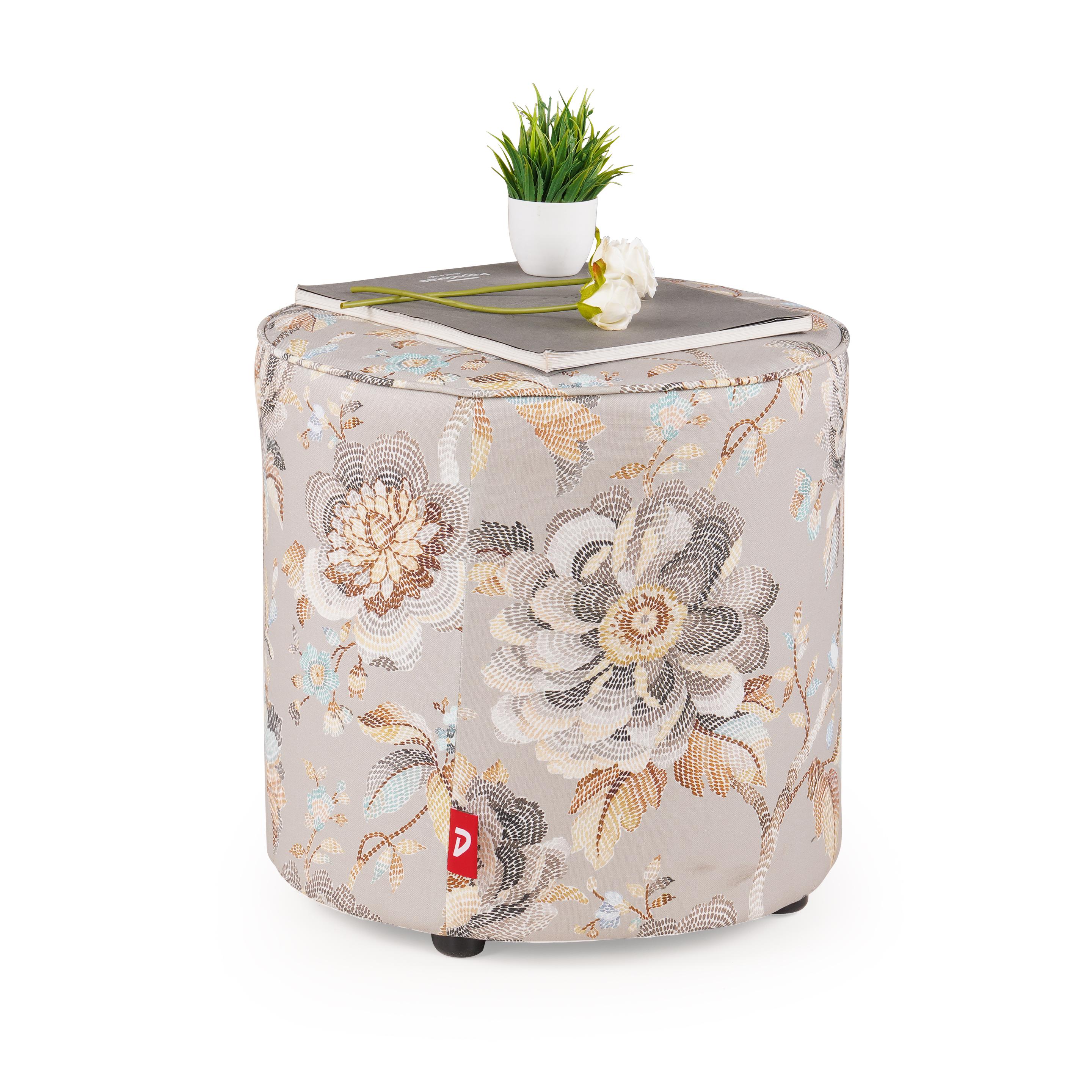 Wren Cotton Pouffe in Grey