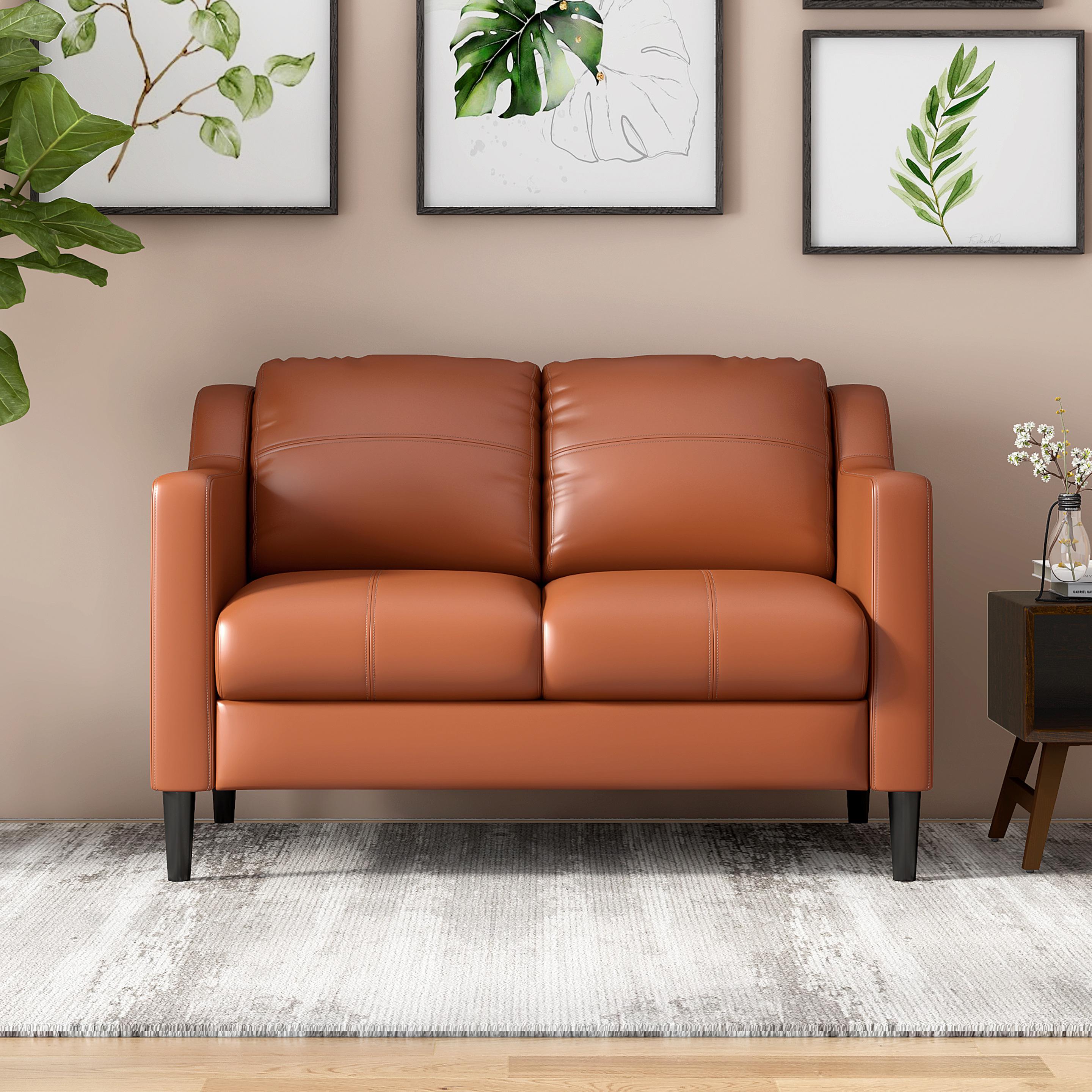 Jordana Leatherette 3 Seater Sofa in Tan Brown