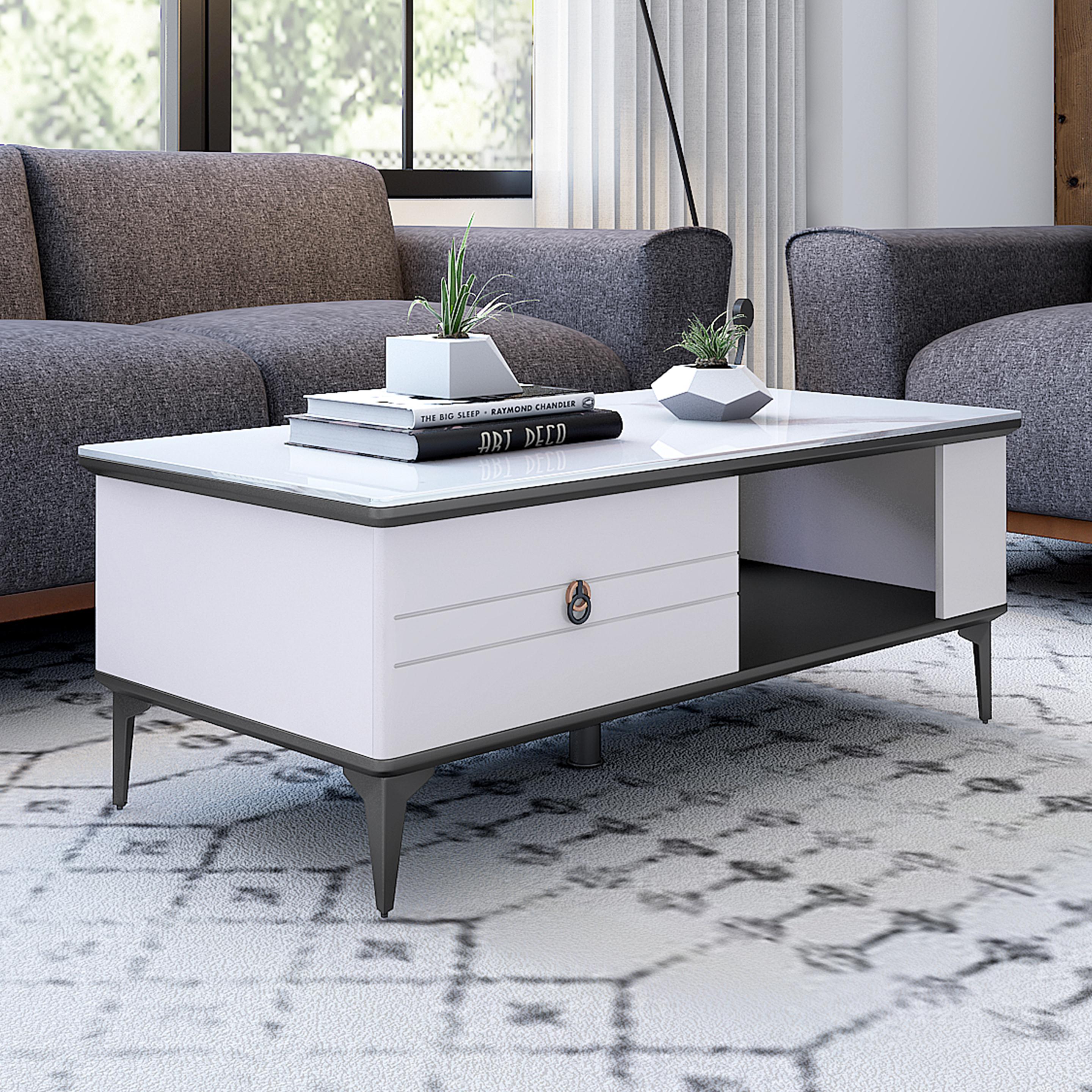 Bergamo Coffee & Center Table with Marble Finished Top