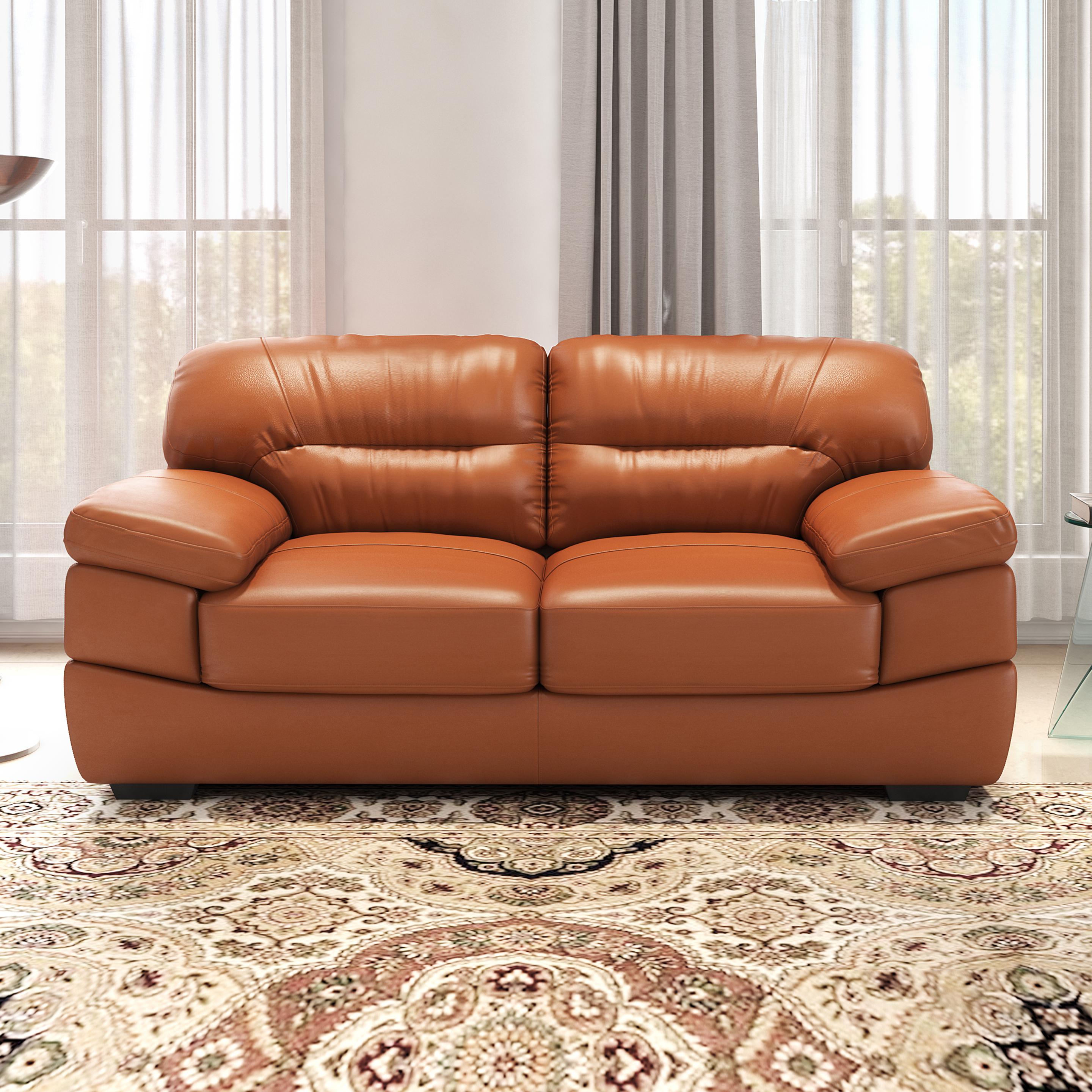 Hensley Leather 2 Seater Sofa in Tan Brown