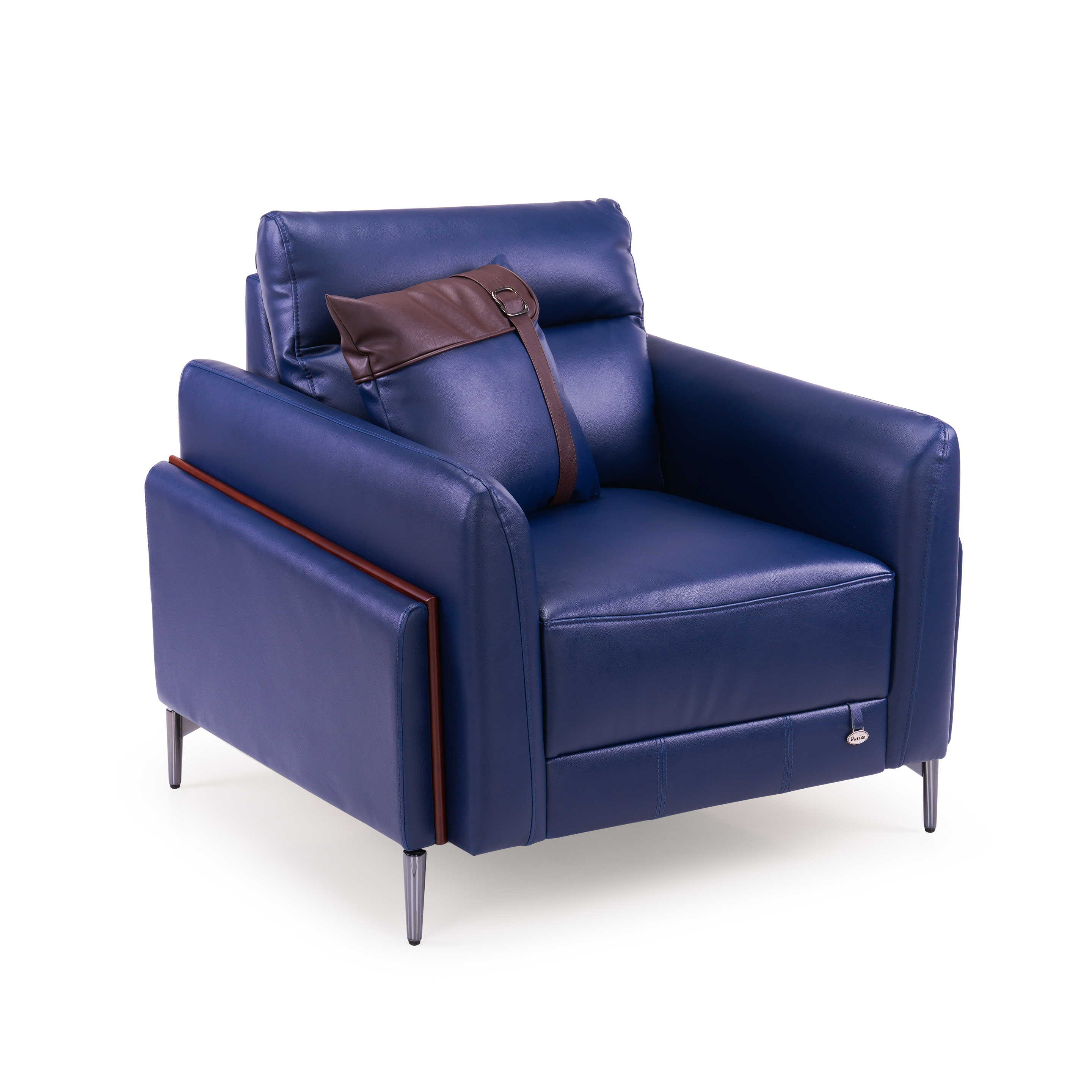 Meagan Leatherette 1 Seater Sofa in Galaxy Blue