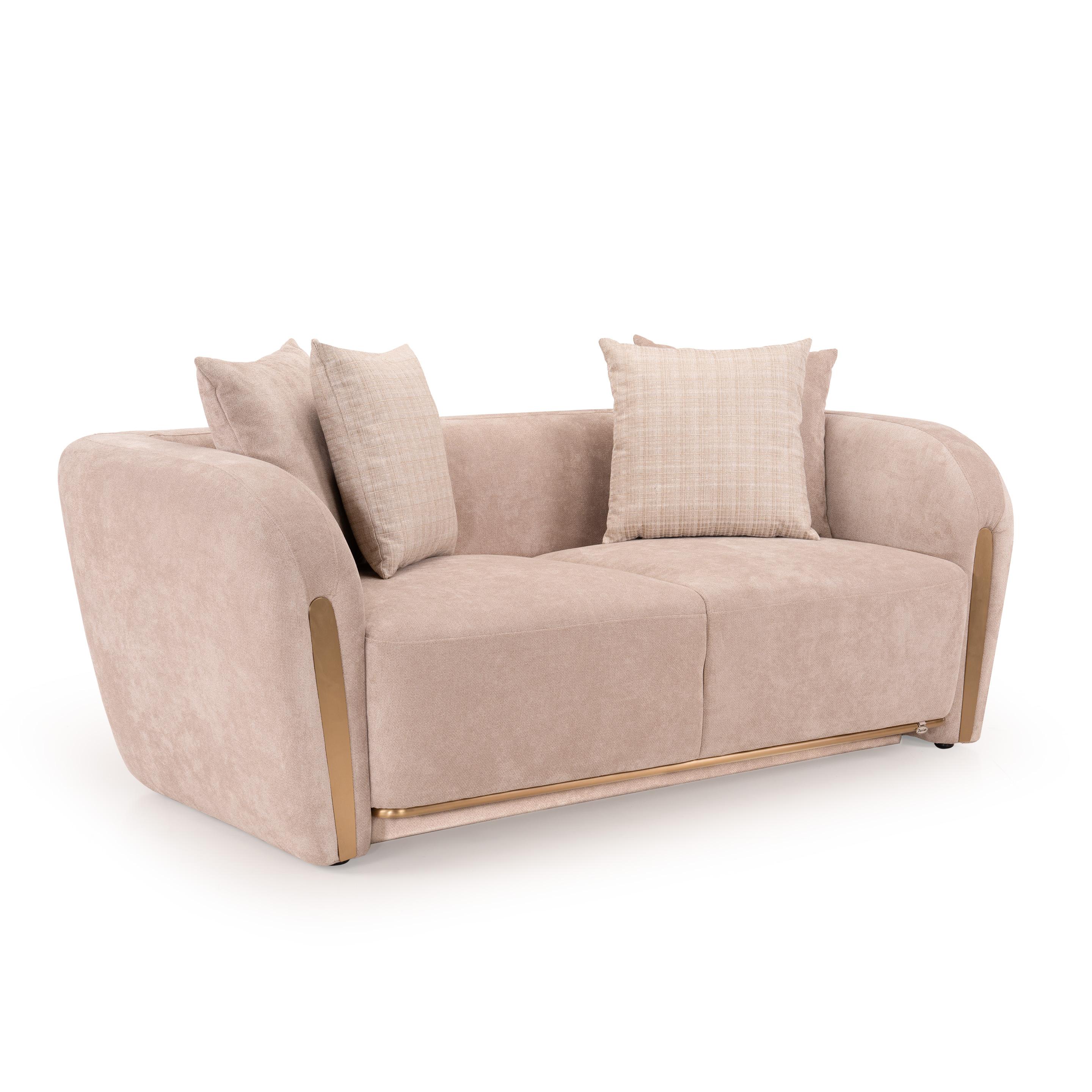 Rihanna Textured Velvet 2 Seater Sofa in Ashen Beige