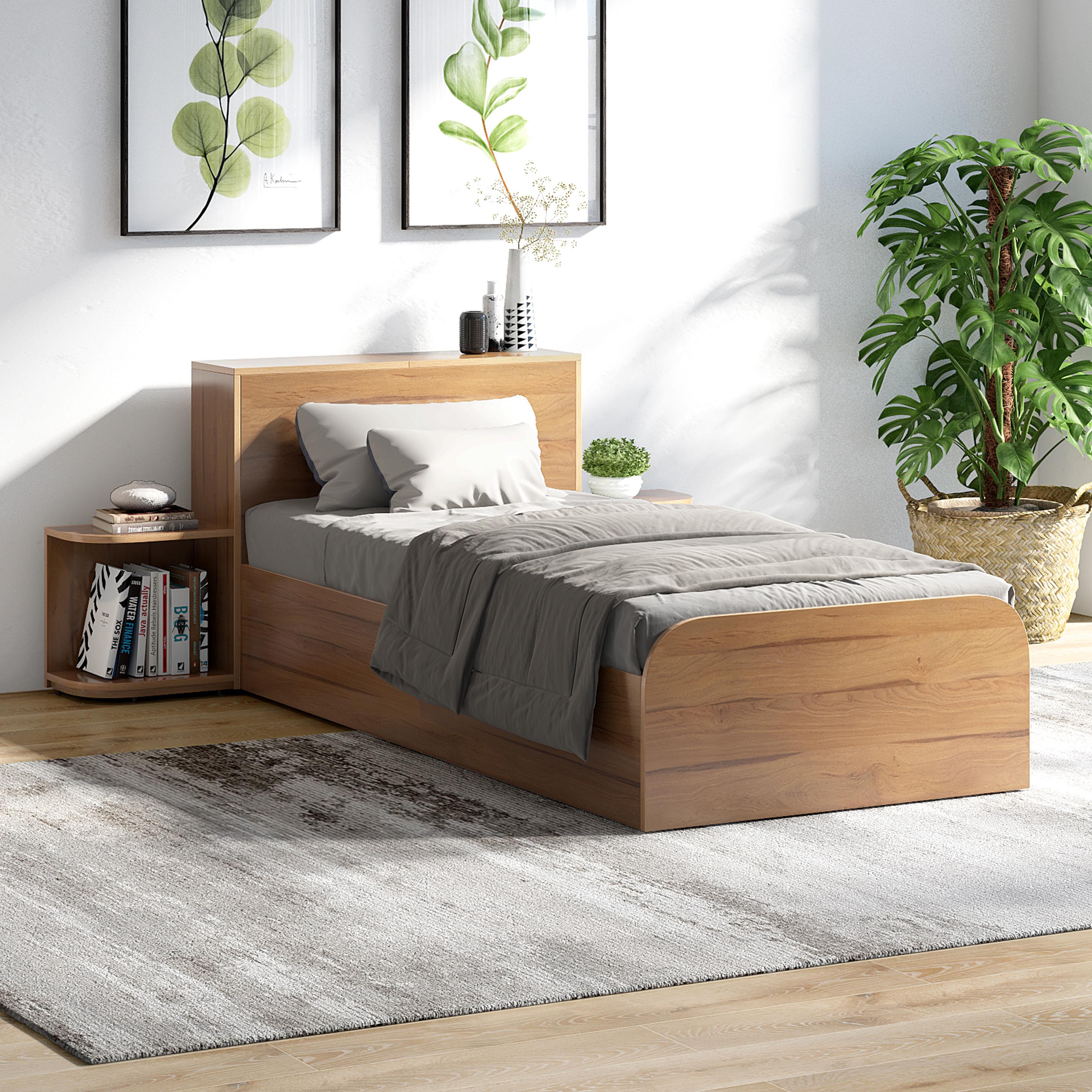Vienta Single Bed with Storage Headboard Extensions