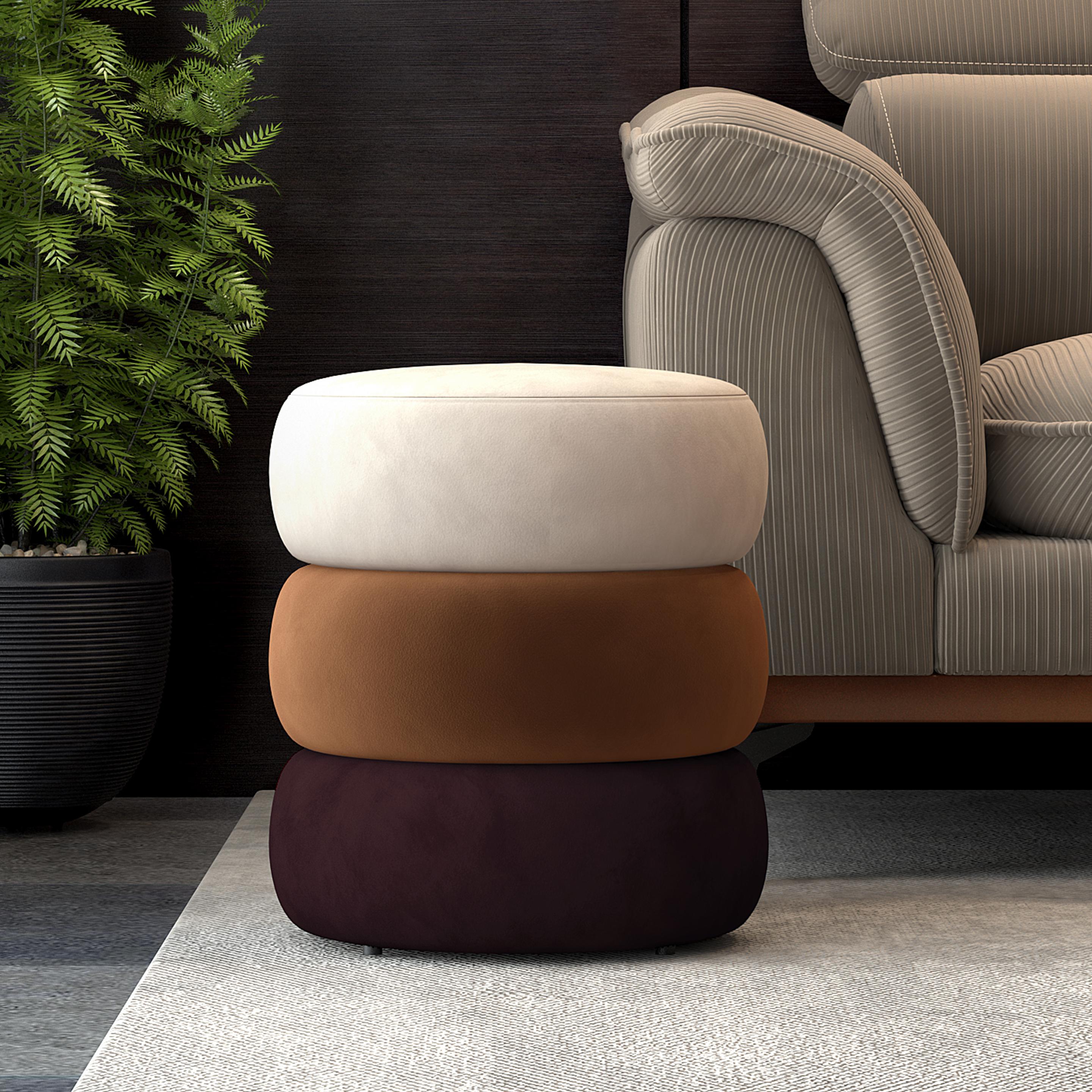 Lizzy Velvet Tiered Pouffe in shades of Brown