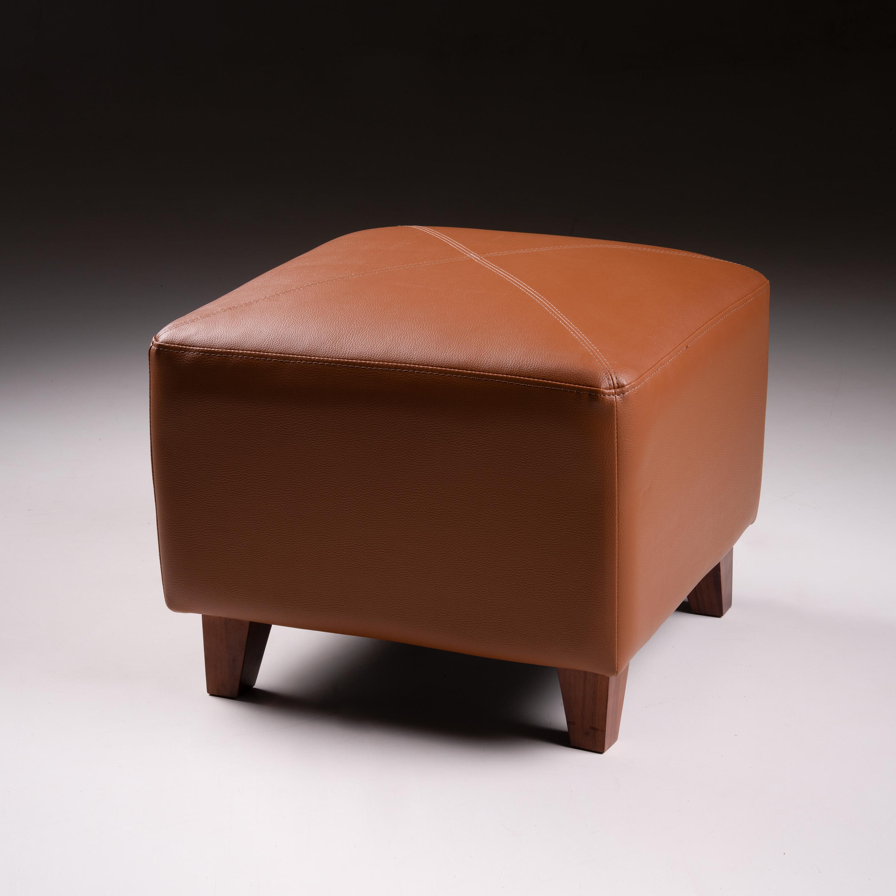 Patrick Leatherette Ottoman in Tan Brown