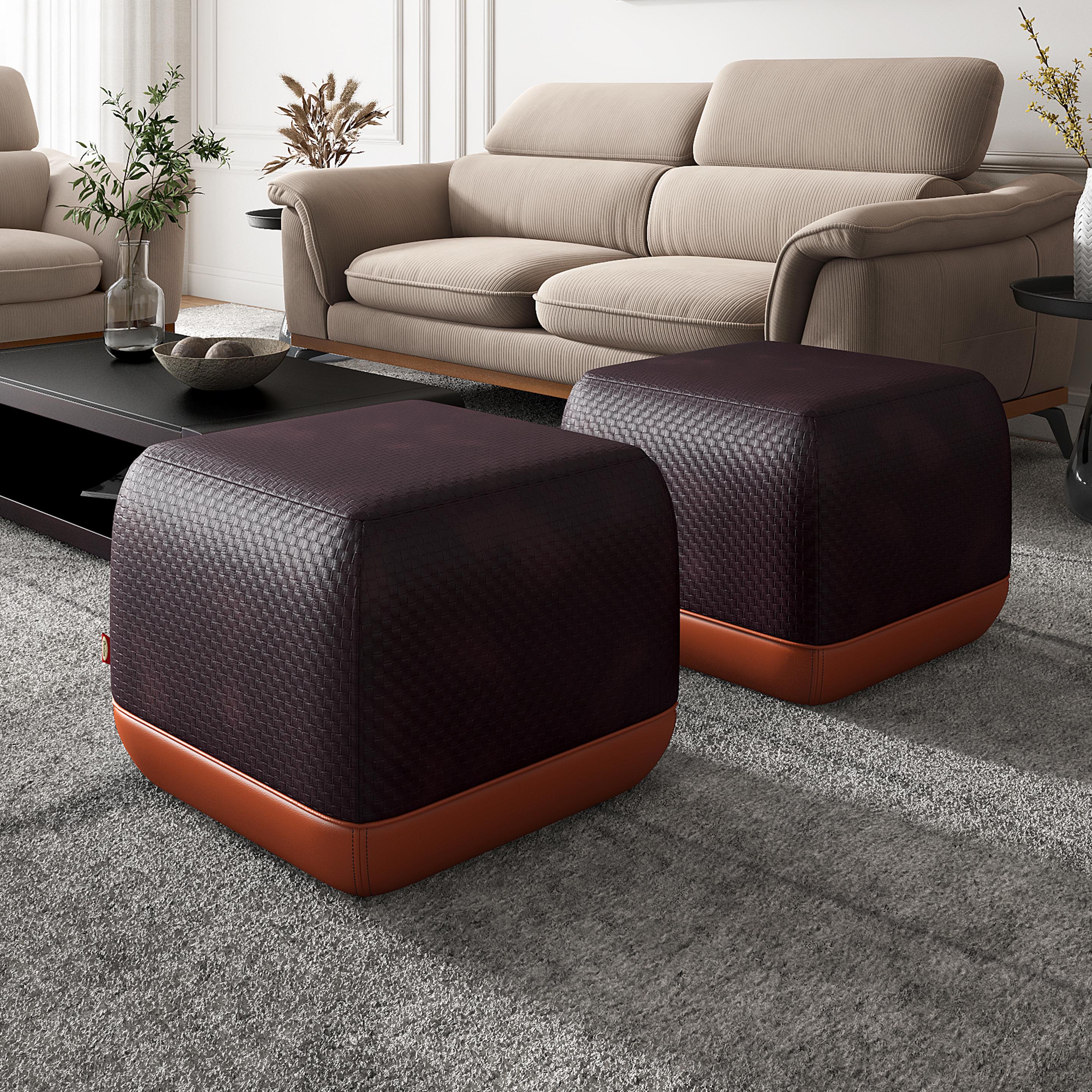 Zoe Leatherette Ottoman in Dark Brown