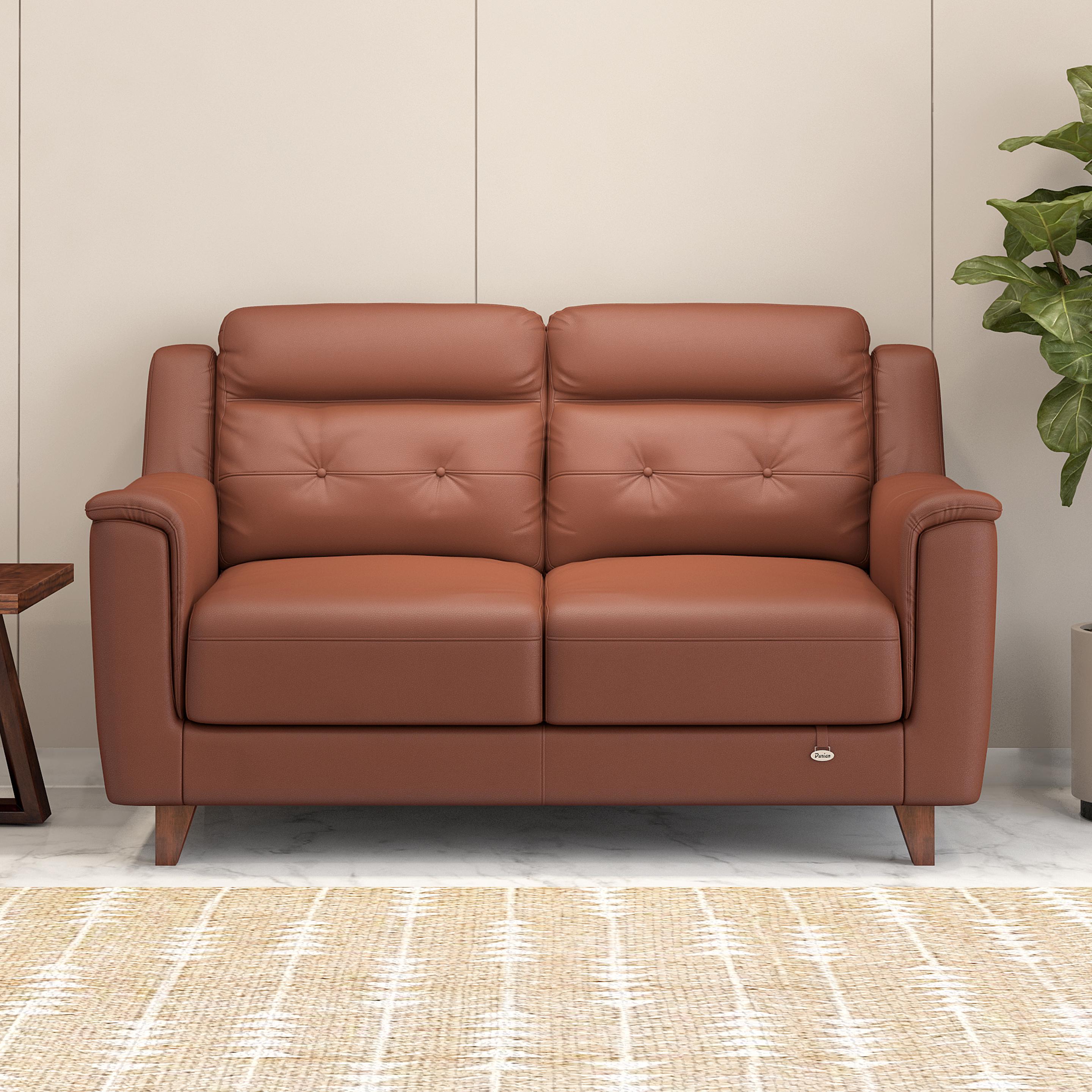 Patrick Leather 2 Seater Sofa in Tan Brown