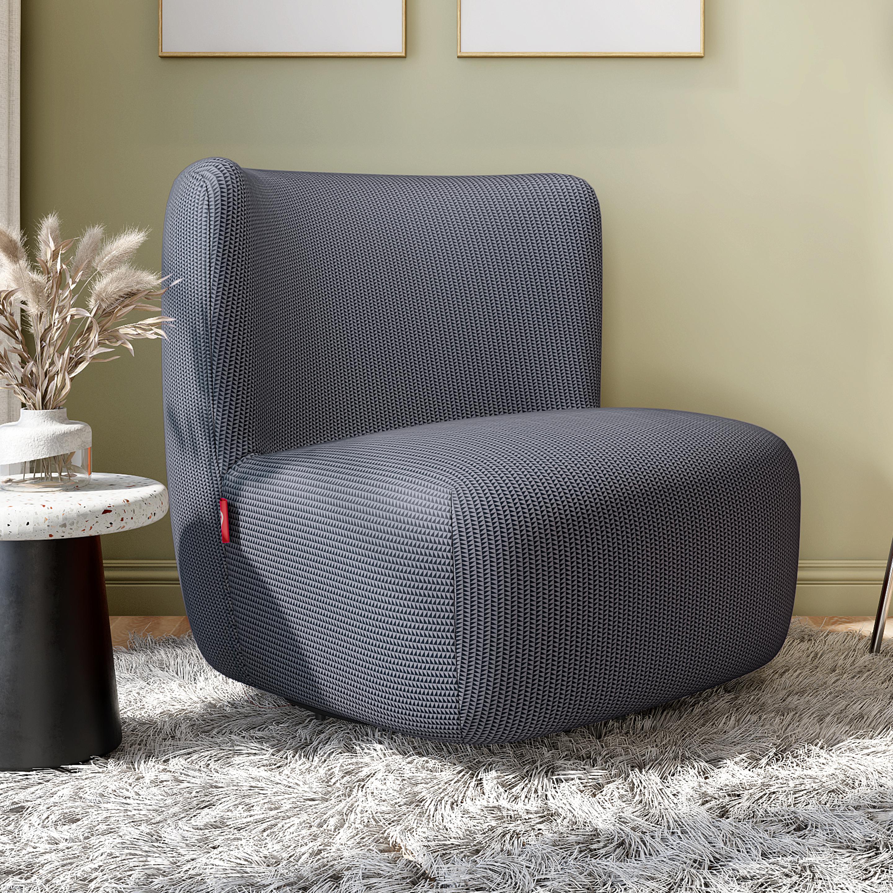 Percy Printed Velvet Lounge Chair in Imperial Blue