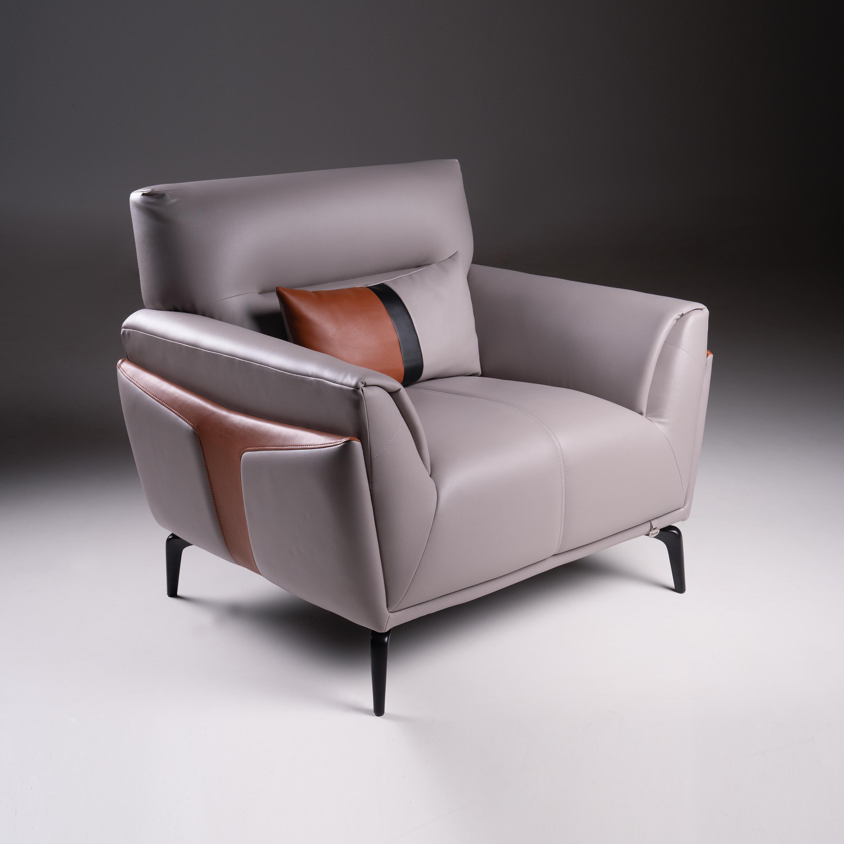 Jonas Leatherette 1 Seater Sofa in Oyster Grey