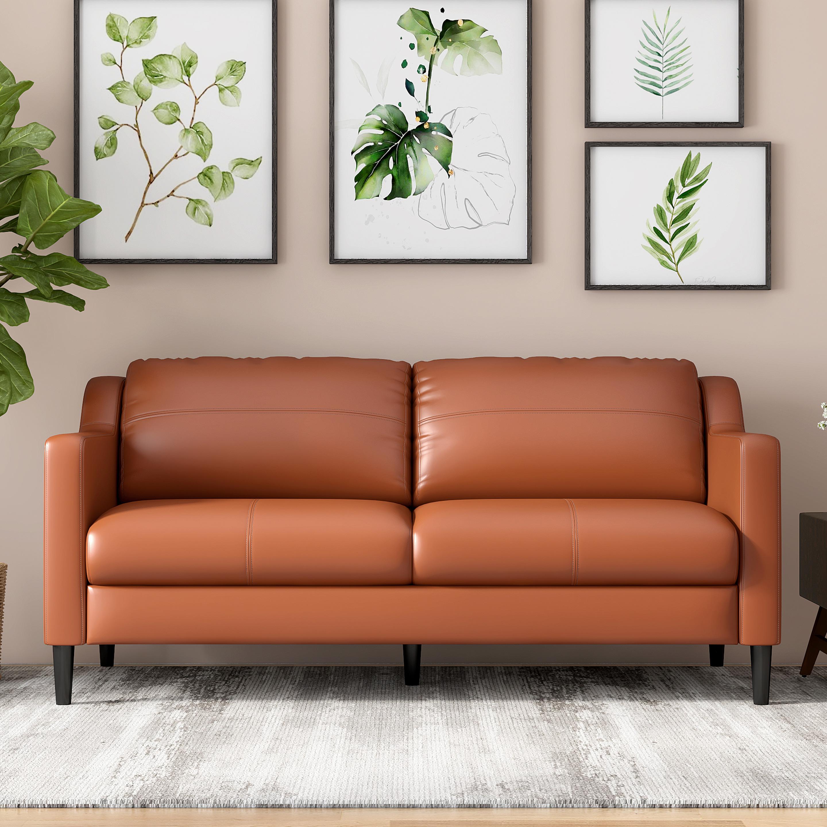 Jordana Leatherette 3 Seater Sofa in Tan Brown