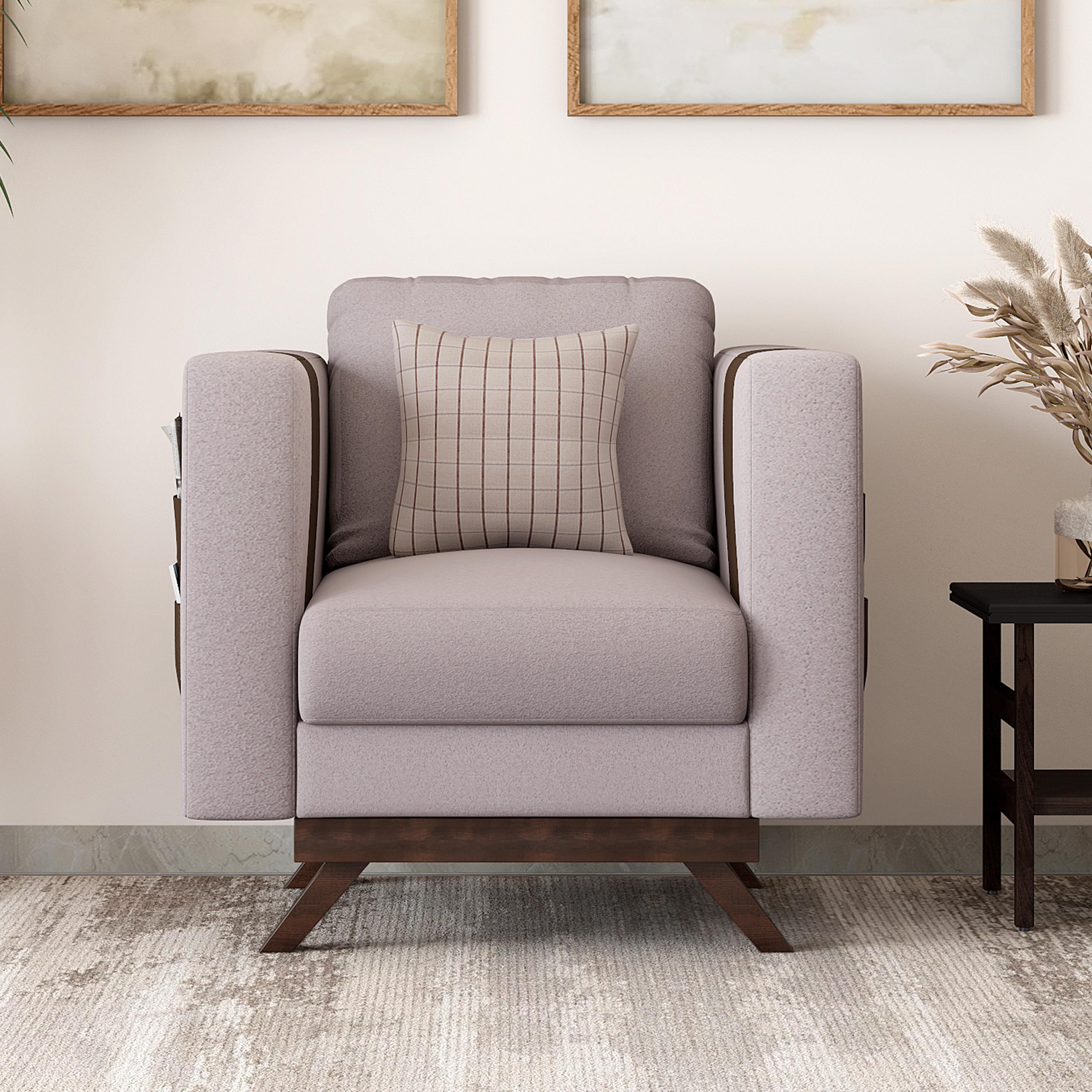 Rubik Velvet 1 Seater Sofa in Smokey Taupe