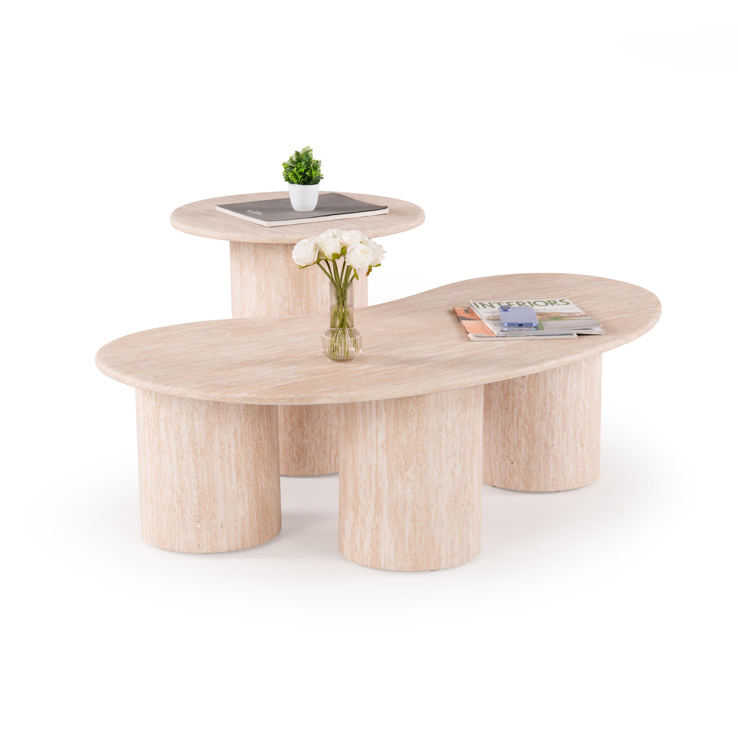 Pilatus Coffee Tables in Marble Finish, Set Of 2
