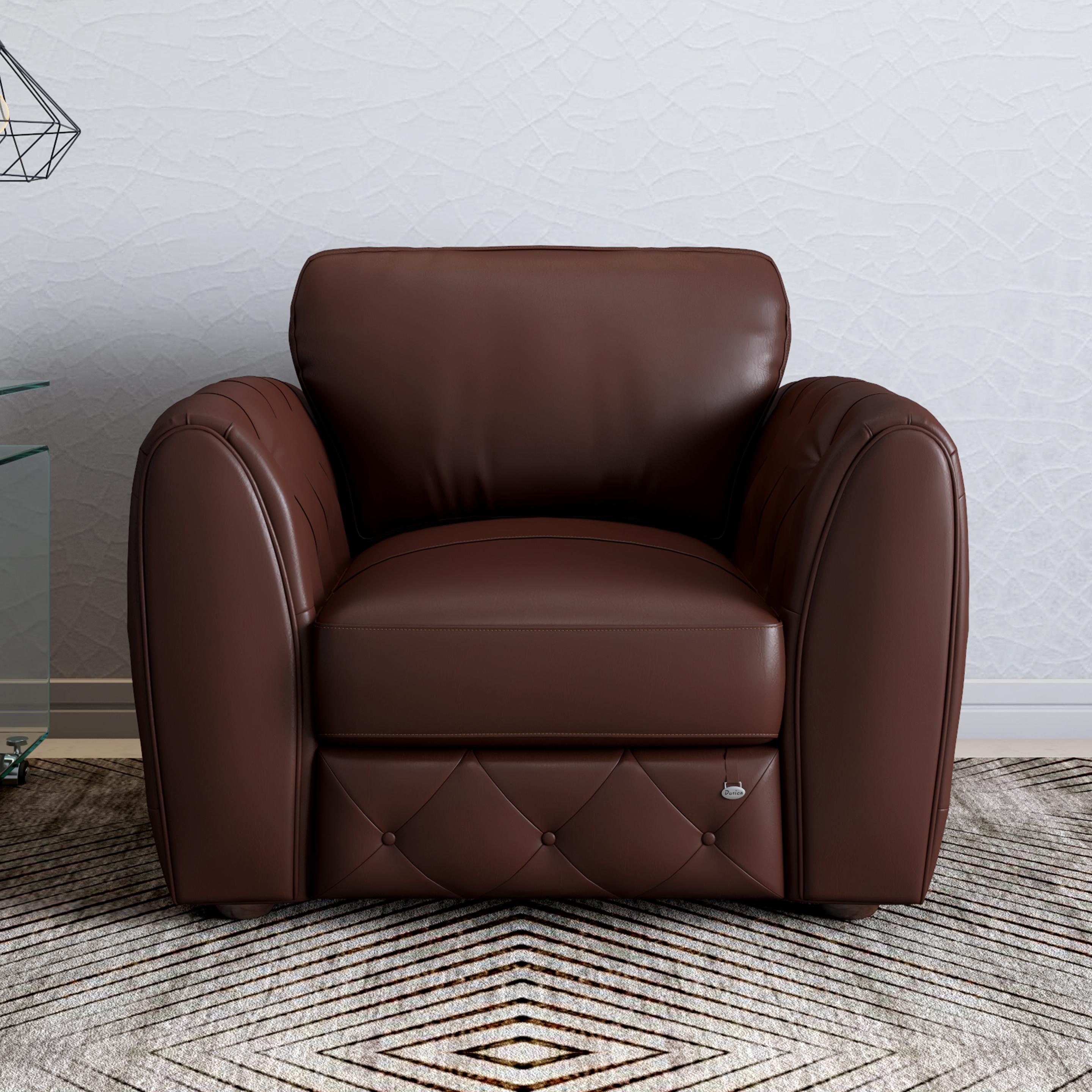 Julian Leatherette 1 Seater Sofa in Mahogany Brown