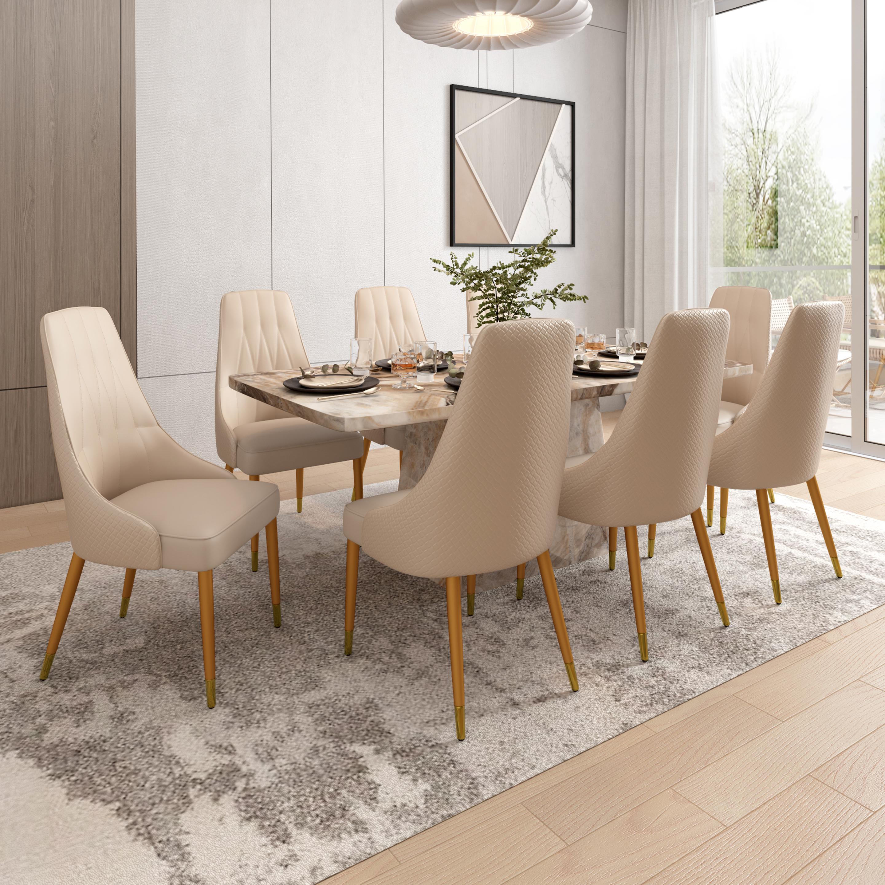 Buy Viola Beige Composite Marble 8 Seater Dining Set at Durian