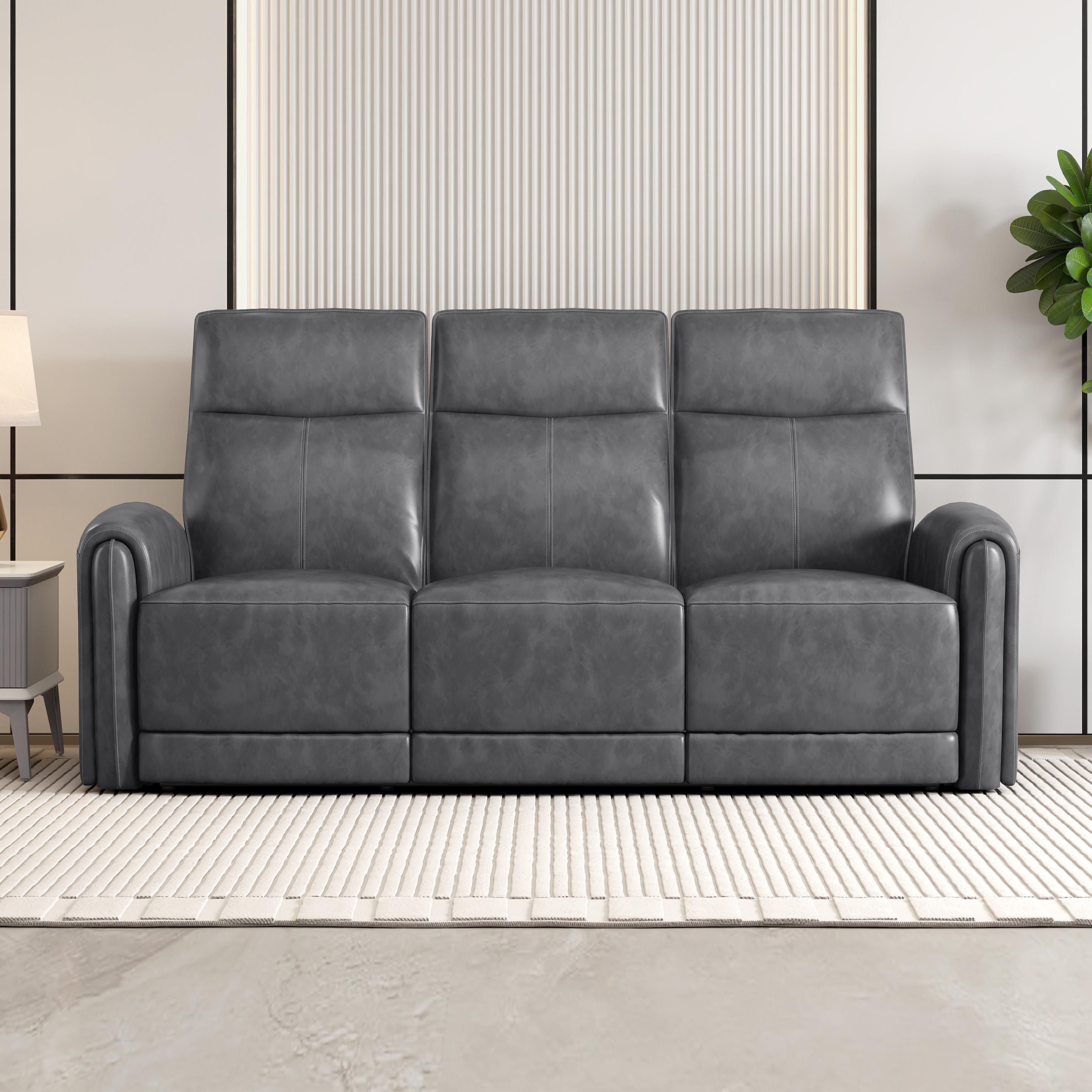 Venezia Leather 3 Seater Power Recliner with Charging Ports