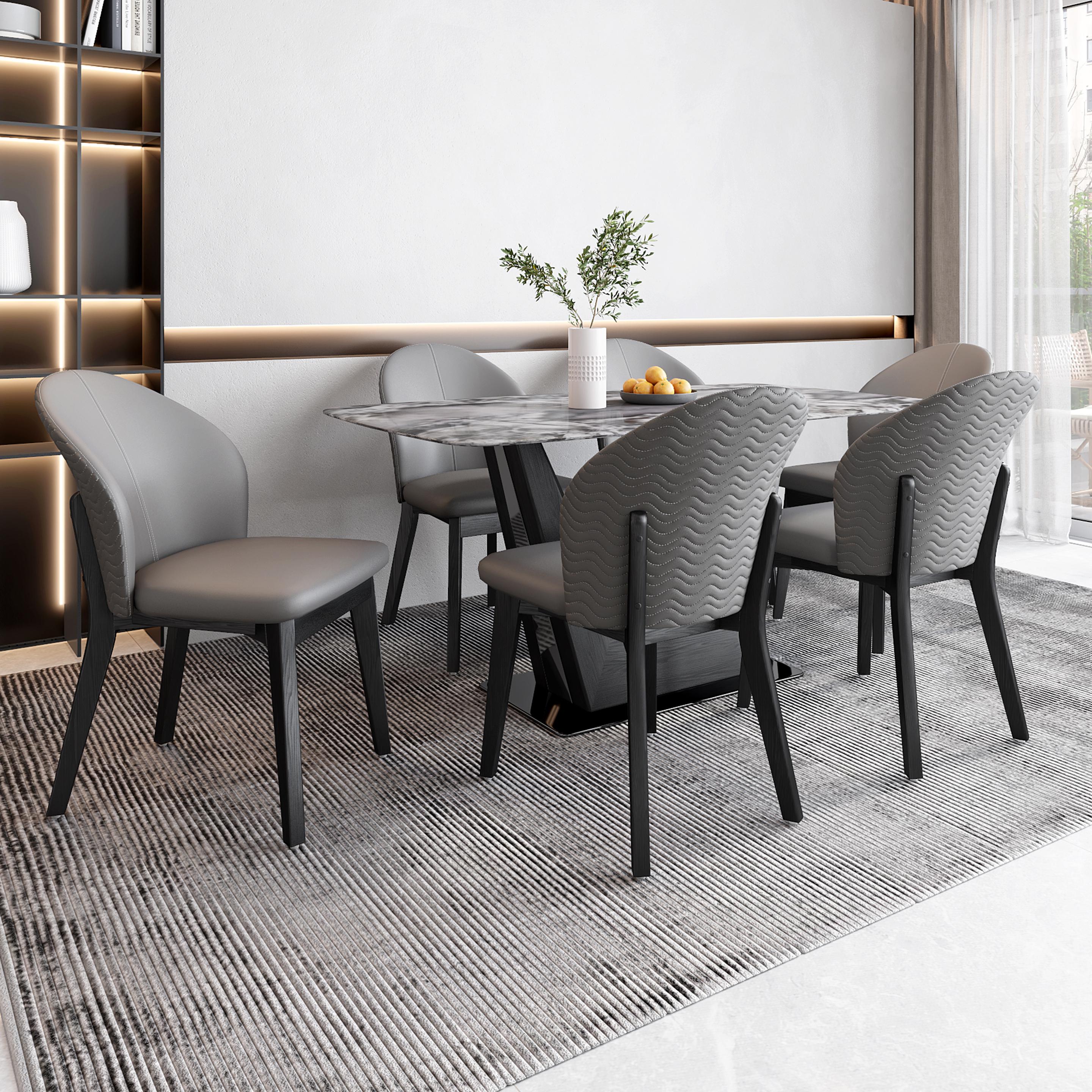 Duncan 6 Seater Dining Set with Marble Finished Top
