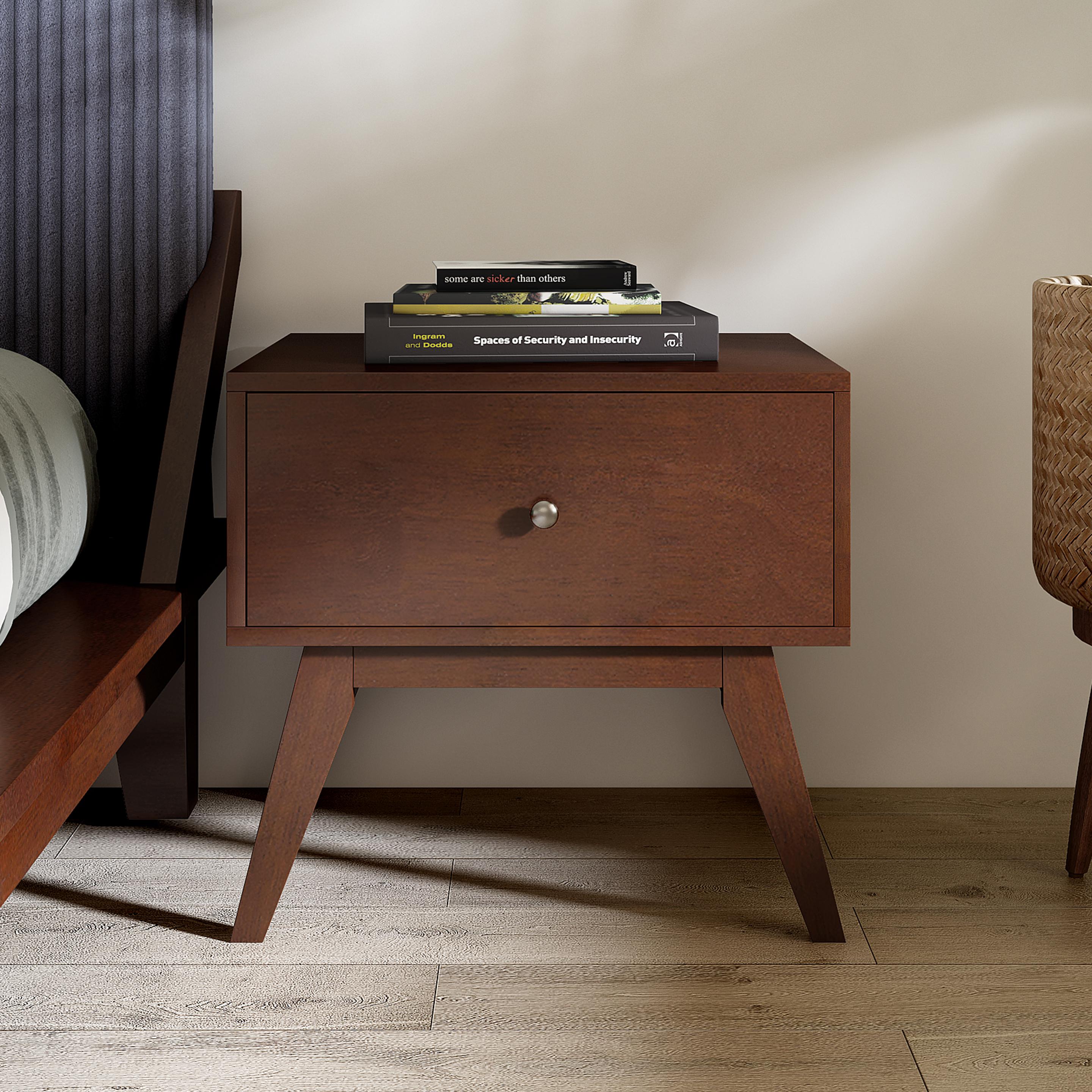 Edmund Solid Wood Bed Side Table in Dark Oak Finish
