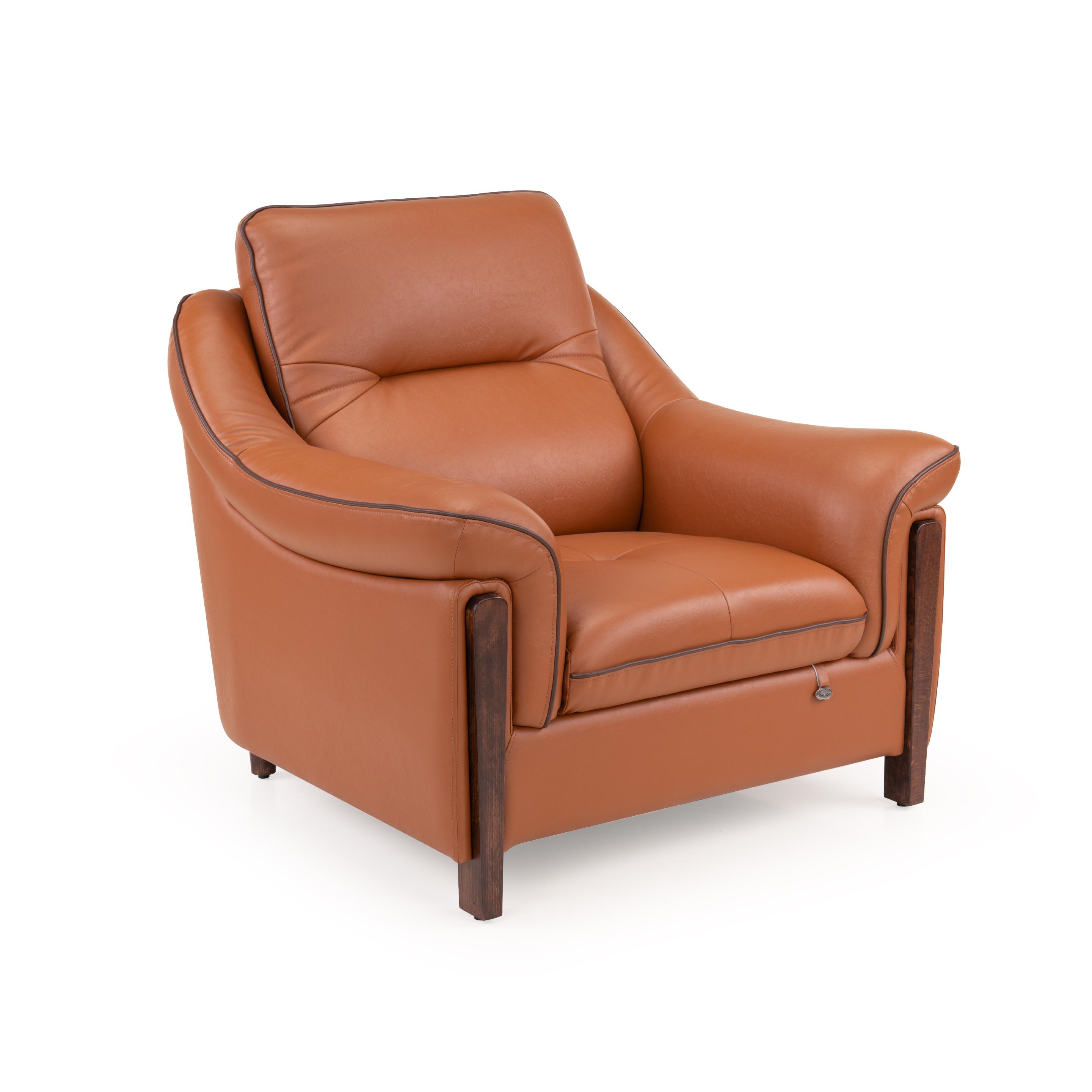 Russet Leatherette 1 Seater Sofa in Cinnamon Brown