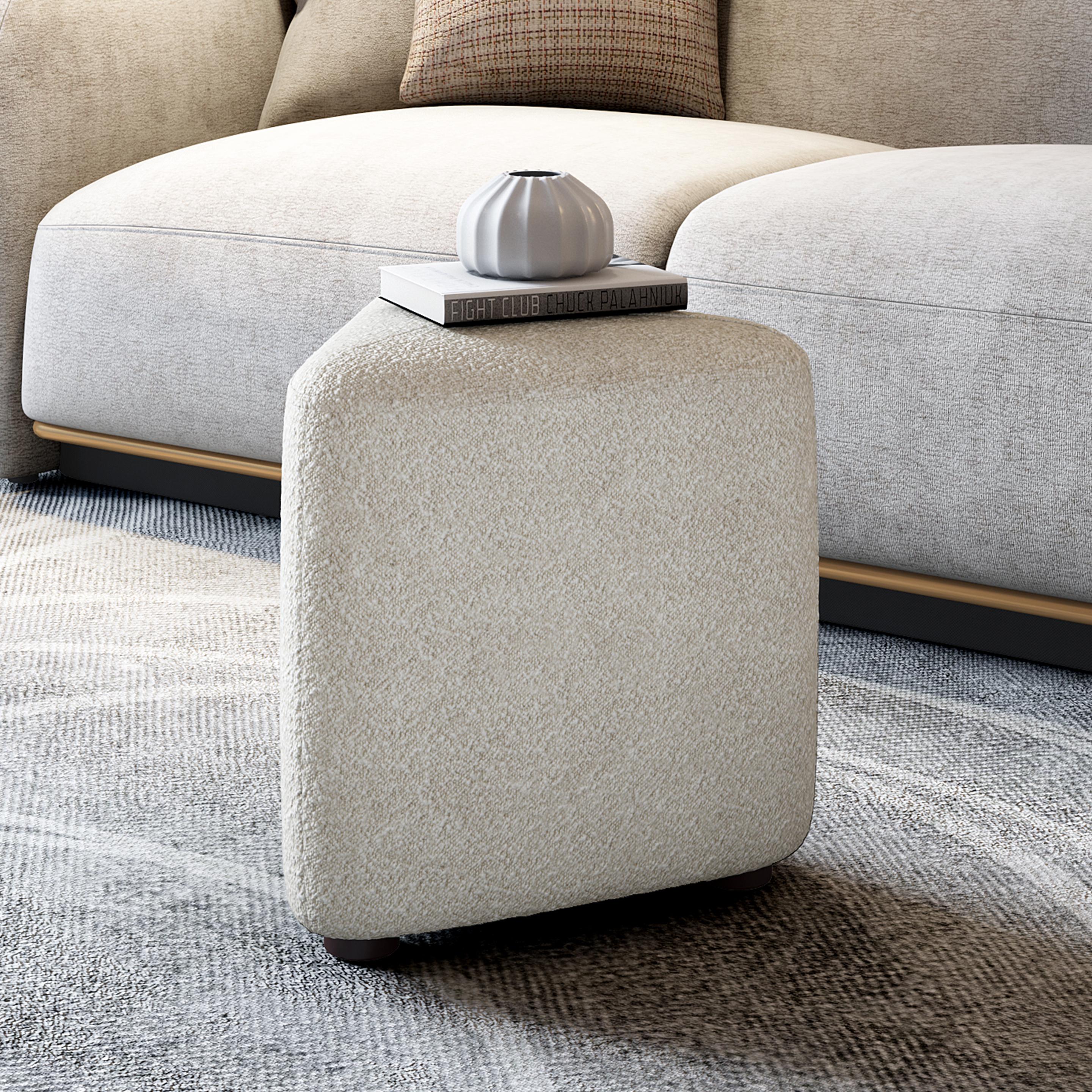 Remy Boucle Pouffe in Daisy White