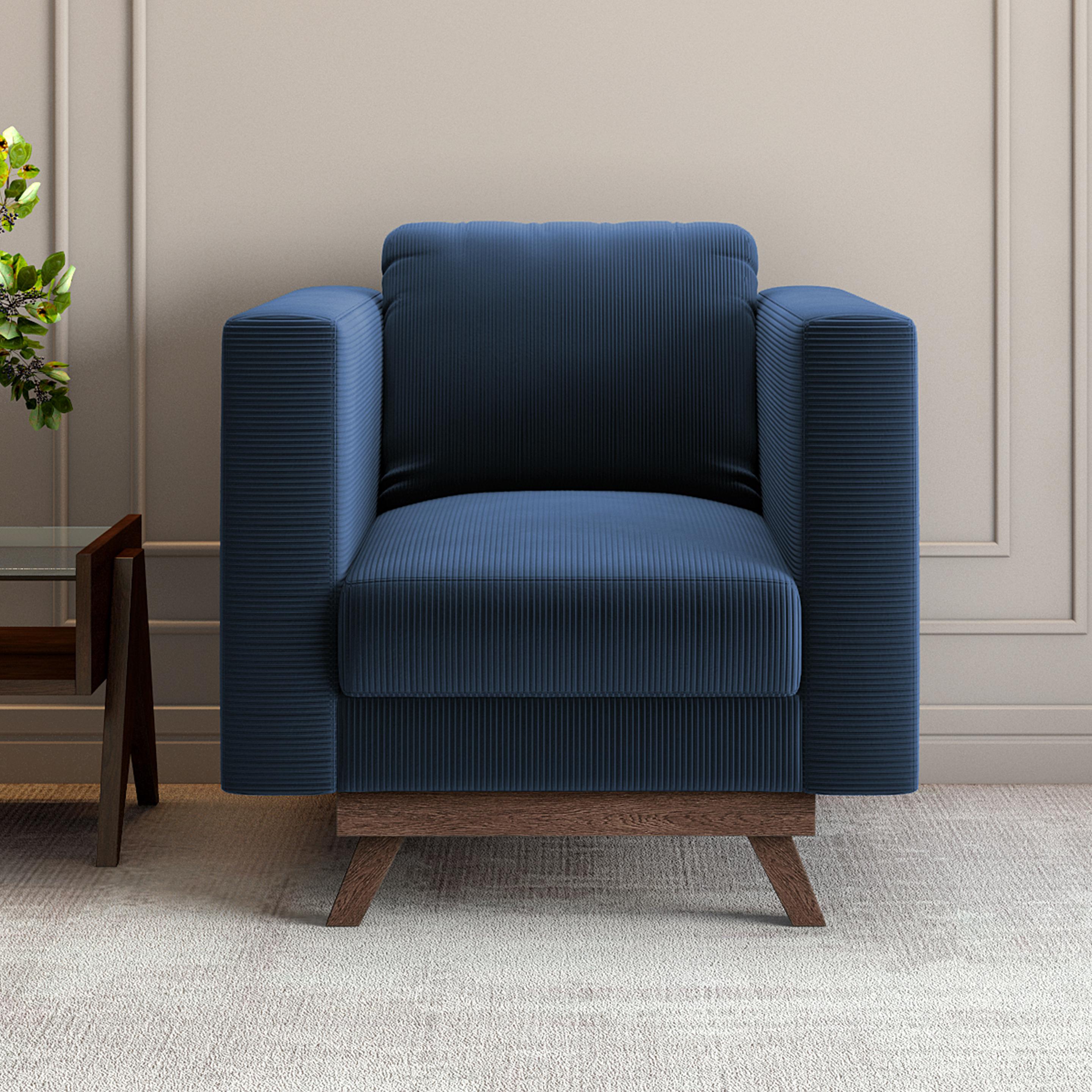 Brio Corduroy Fabric 3 Seater Sofa in Dark Blue