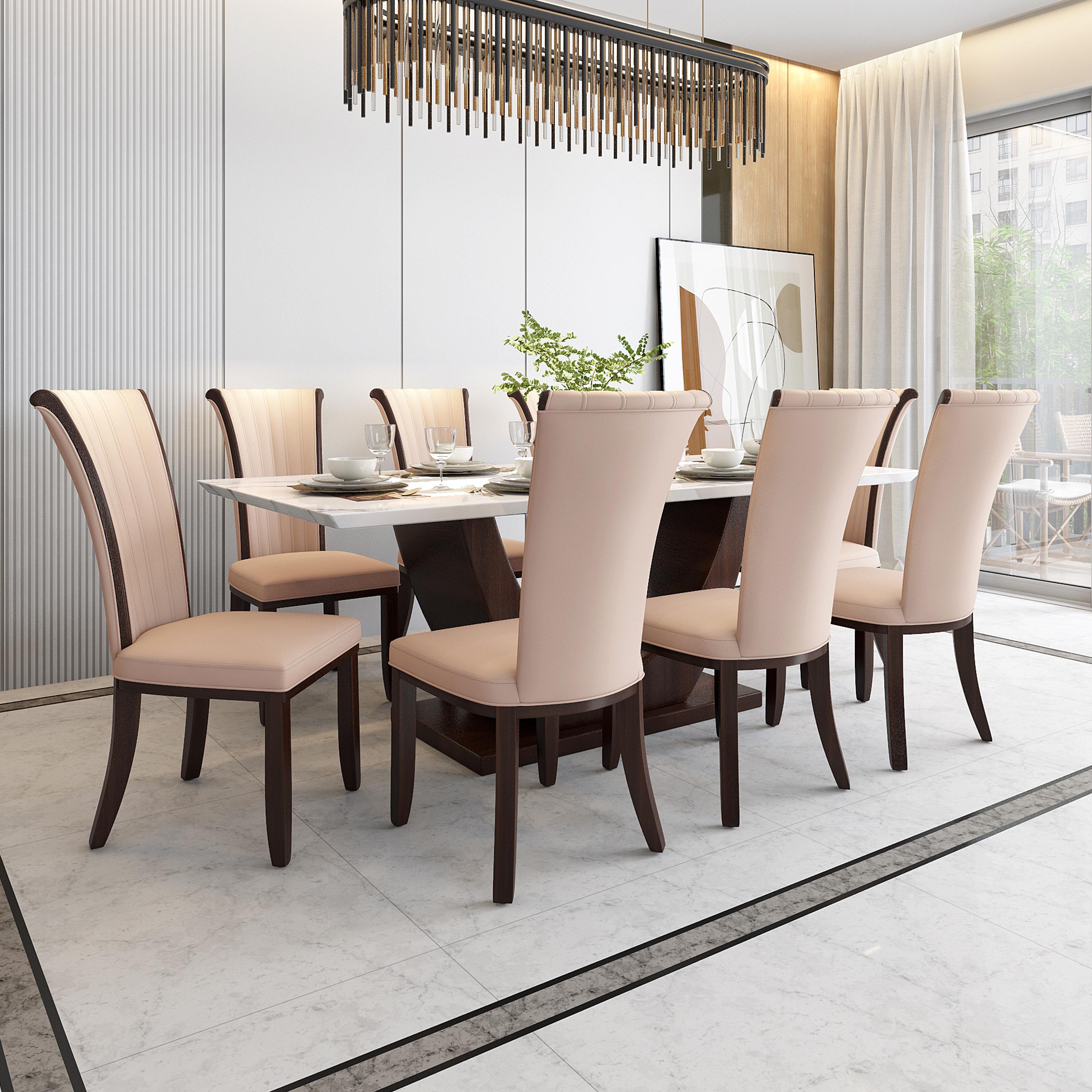 Rowena 8 Seater Dining Set with Marble Finished Top