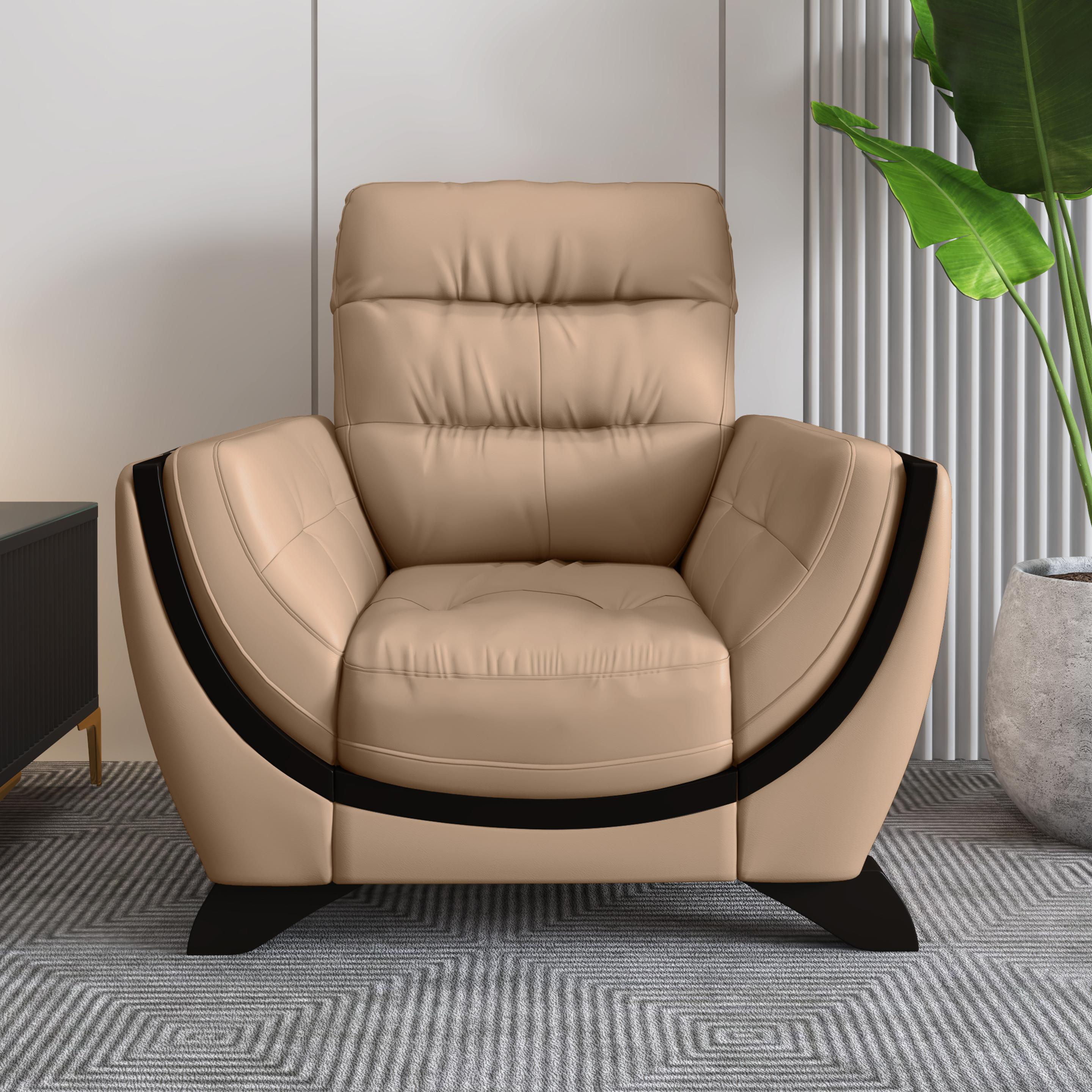 Davos Leatherette 1 Seater Sofa in Mushroom Beige